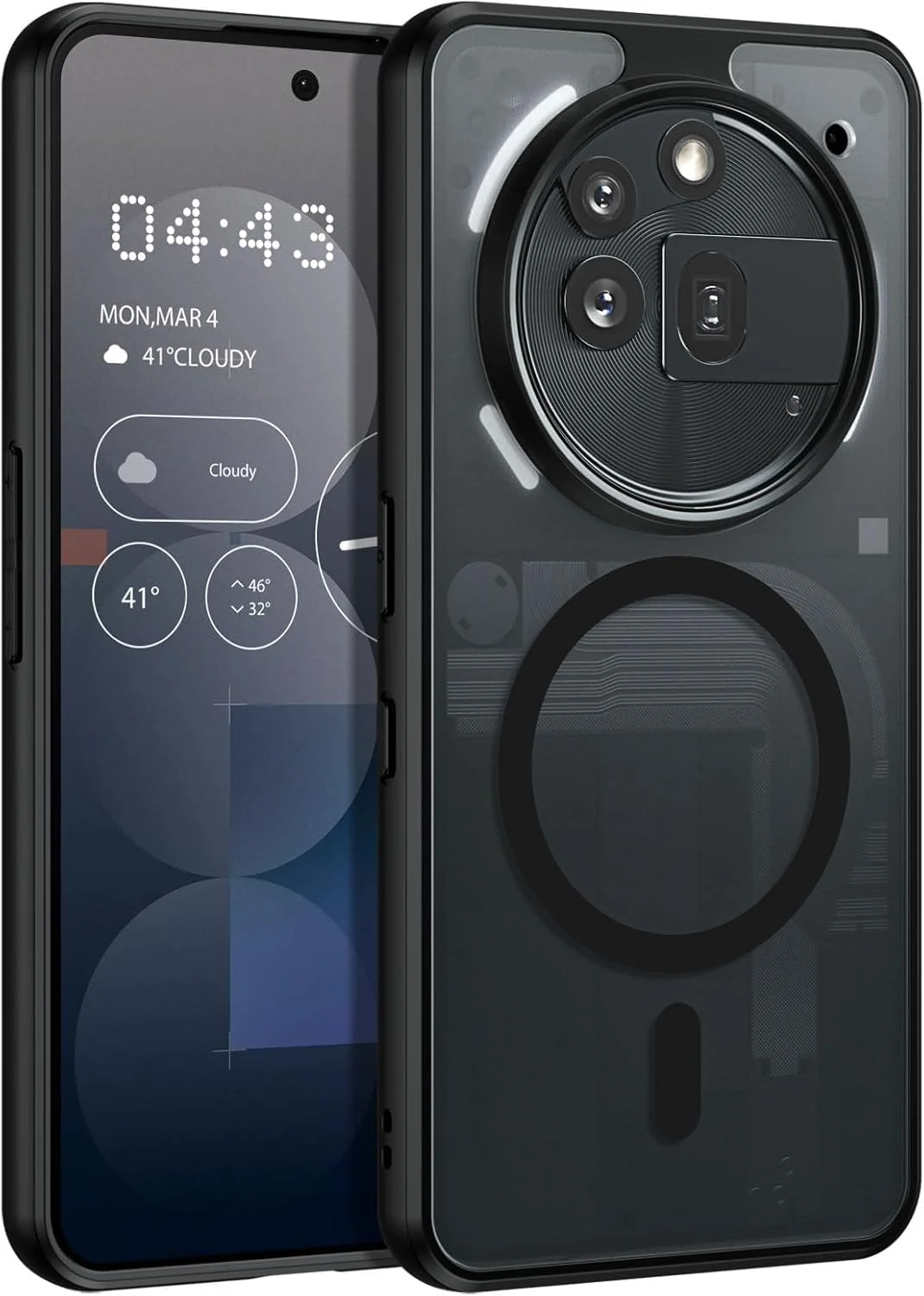 قاب محافظ شفاف گوشی ناتینگ فون (3a) پرو [سازگار با MagSafe] بامپر TPU نرم + ضربه گیرهای هوا، محافظت در برابر سقوط، کاور مغناطیسی برای ناتینگ فون (3a) پرو (مشکی-شفاف)