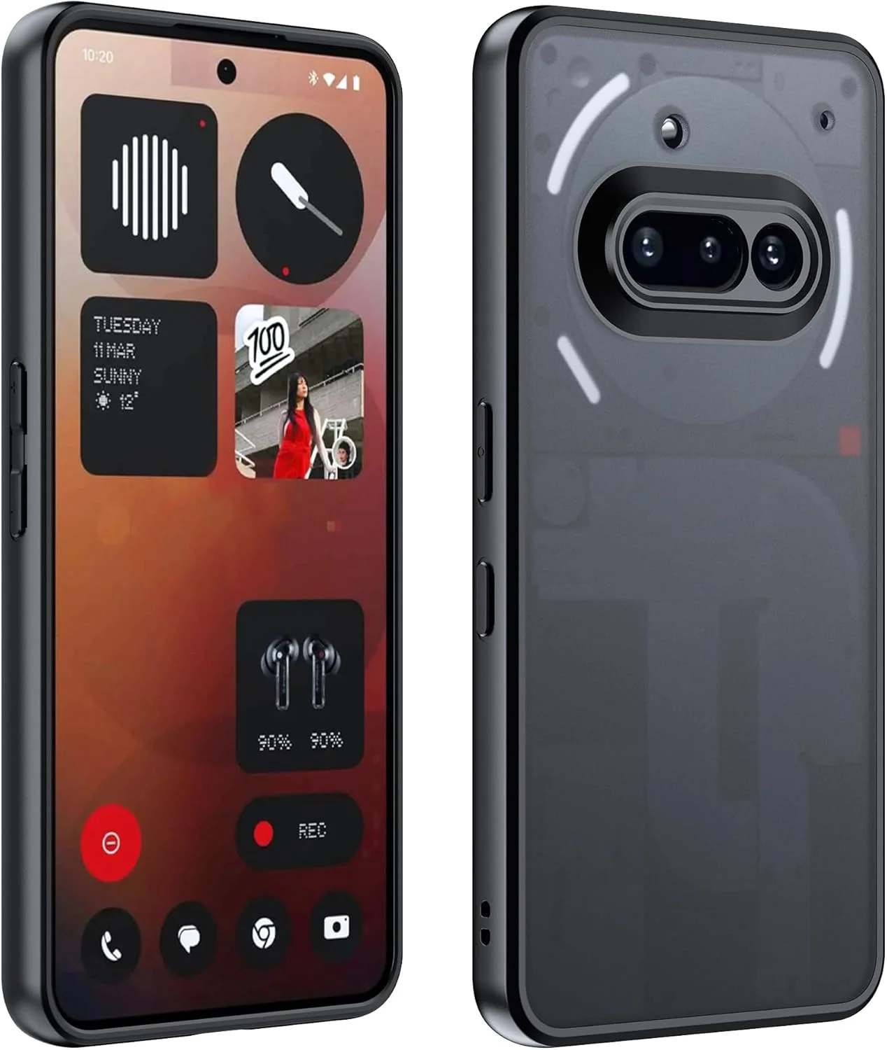 قاب محافظ گوشی موبایل ناتینگ فون 3A، ساخته شده از مواد PC سخت، با لمس راحت و نرم، مقاوم در برابر افتادن، ضربه و اثر انگشت - مشکی