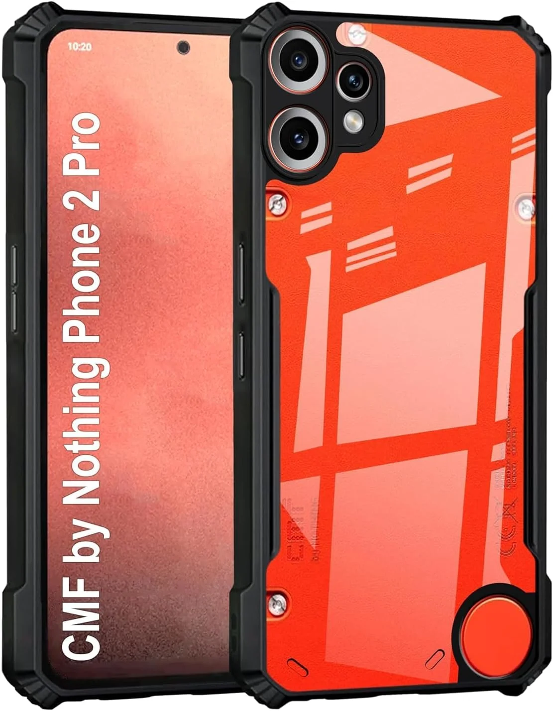 قاب محافظ گوشی ناتینگ CMF Phone 2 Pro، ضد ضربه، با پشت شفاف کریستالی، محافظت 360 درجه، طراحی محافظتی، PC شفاف و TPU، بامپر مشکی