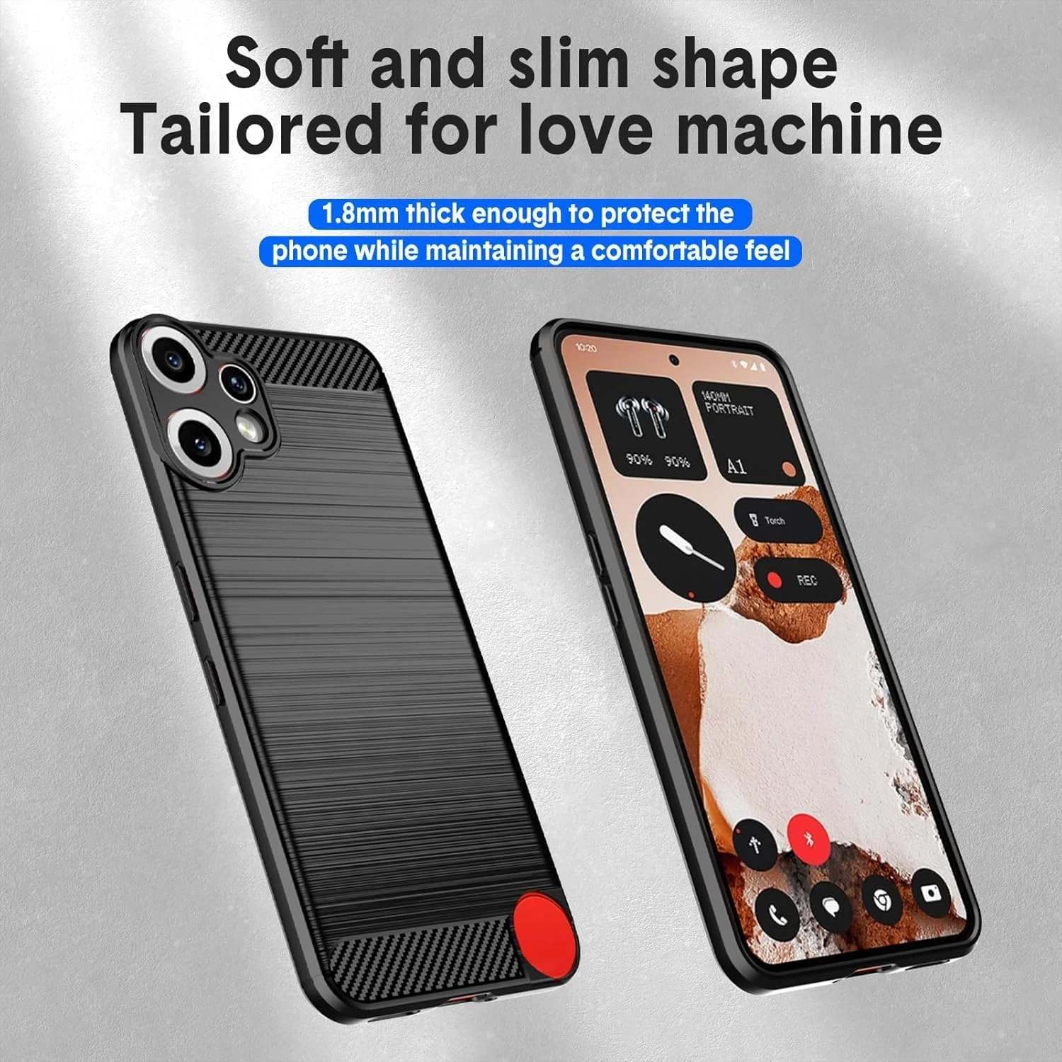 کاور محافظ گوشی ناتینگ CMF Phone 2 Pro، کاور فوق العاده نازک با بافت فیبر کربن، بامپر سیلیکونی، TPU نرم و لاستیکی، ضد ضربه، محافظ باریک برای ناتینگ CMF Phone 2 Pro (مشکی)