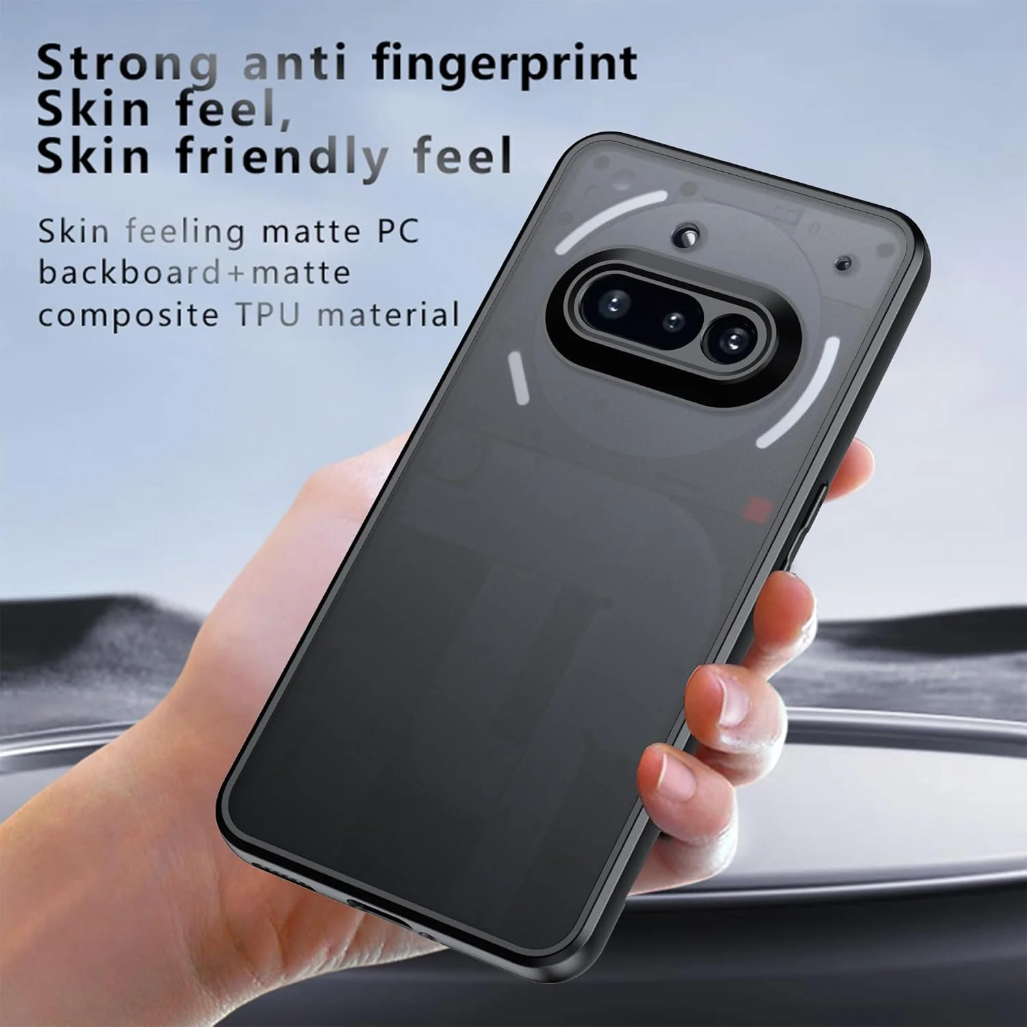 قاب محافظ گوشی موبایل ناتینگ فون 3A، ساخته شده از مواد PC سخت، با لمس راحت و نرم، مقاوم در برابر افتادن، ضربه و اثر انگشت - مشکی