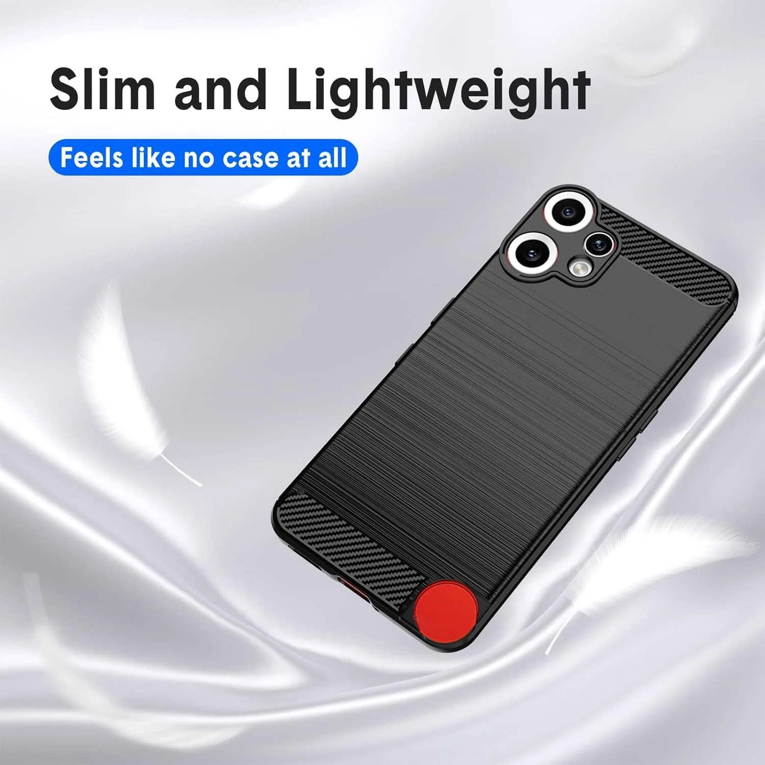 کاور محافظ گوشی ناتینگ CMF Phone 2 Pro، کاور فوق العاده نازک با بافت فیبر کربن، بامپر سیلیکونی، TPU نرم و لاستیکی، ضد ضربه، محافظ باریک برای ناتینگ CMF Phone 2 Pro (مشکی)