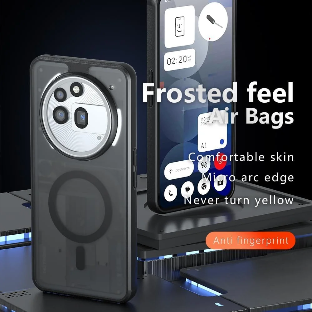 قاب محافظ شفاف گوشی ناتینگ فون (3a) پرو [سازگار با MagSafe] بامپر TPU نرم + ضربه گیرهای هوا، محافظت در برابر سقوط، کاور مغناطیسی برای ناتینگ فون (3a) پرو (مشکی-شفاف)