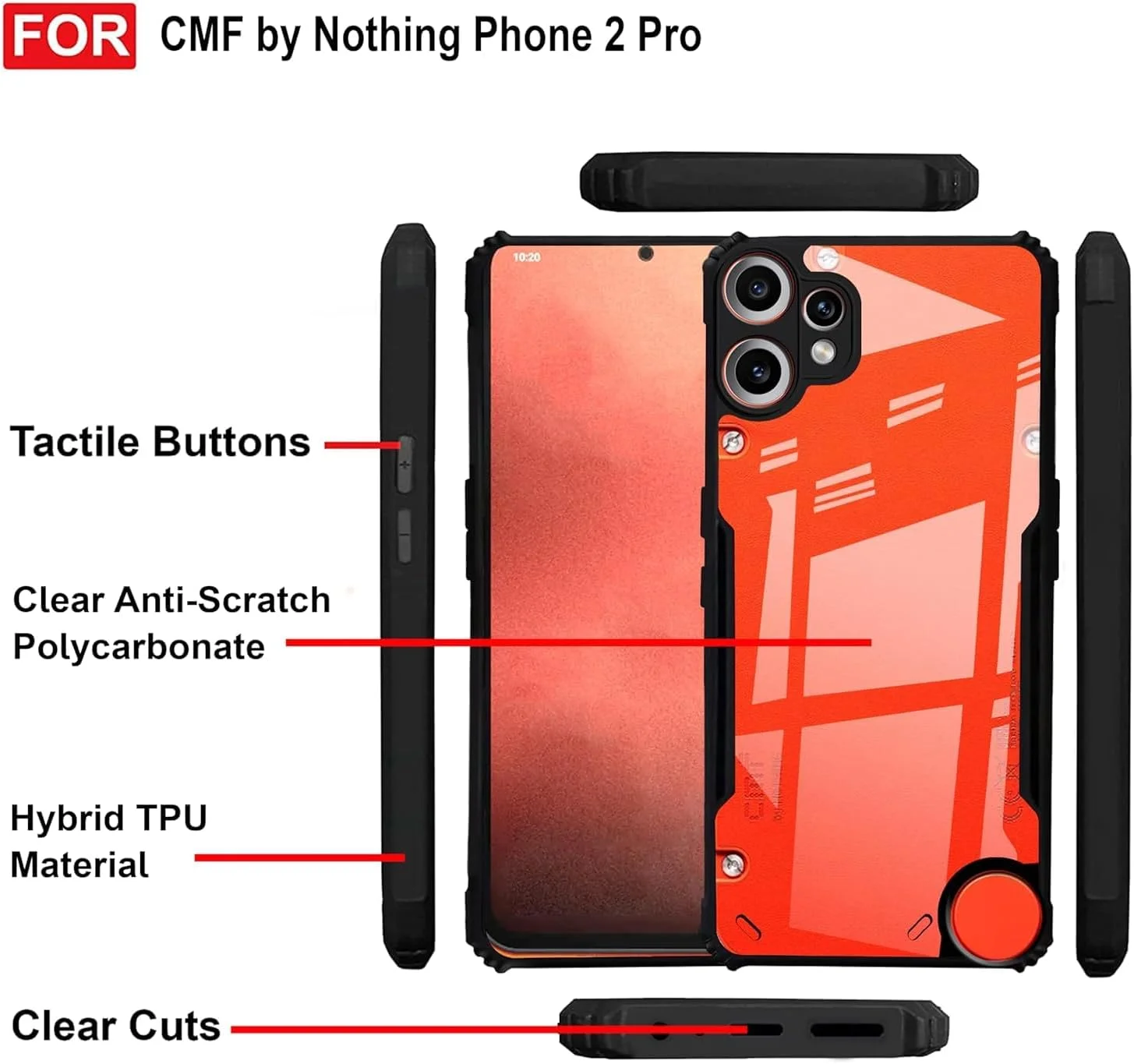 قاب محافظ گوشی ناتینگ CMF Phone 2 Pro، ضد ضربه، با پشت شفاف کریستالی، محافظت 360 درجه، طراحی محافظتی، PC شفاف و TPU، بامپر مشکی قاب محافظ گوشی ناتینگ CMF Phone 2 Pro، ضد ضربه، با پشت شفاف کریستالی، محافظت 360 درجه، طراحی محافظتی، PC شفاف و TPU، بامپر مشکی