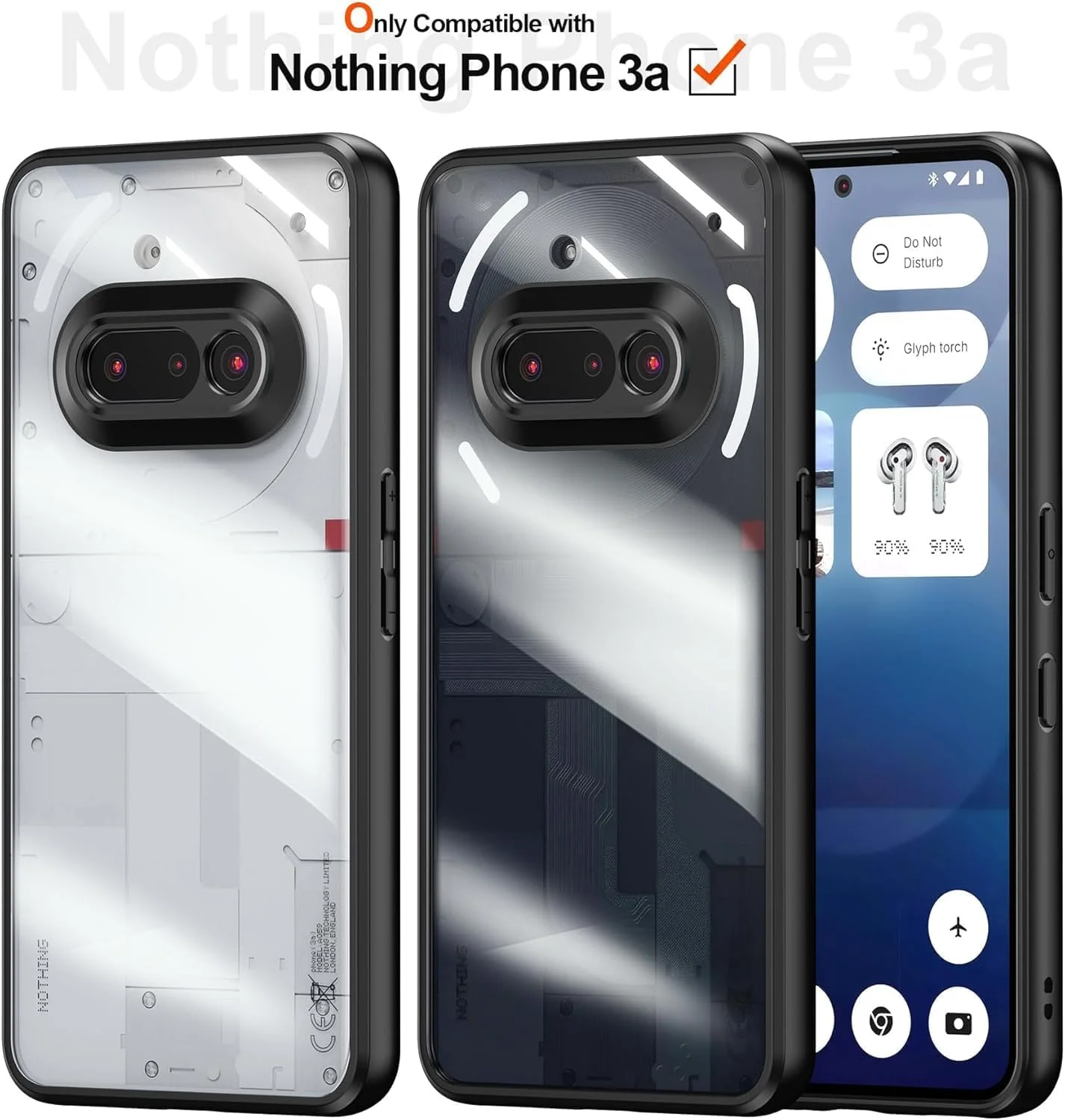 کاور محافظ گوشی ناتینگ فون 3A، کاور محافظ سبک وزن ترکیبی از PC سخت و TPU نرم، ضد ضربه [طراحی پشت شفاف] سازگار با ناتینگ فون 3A