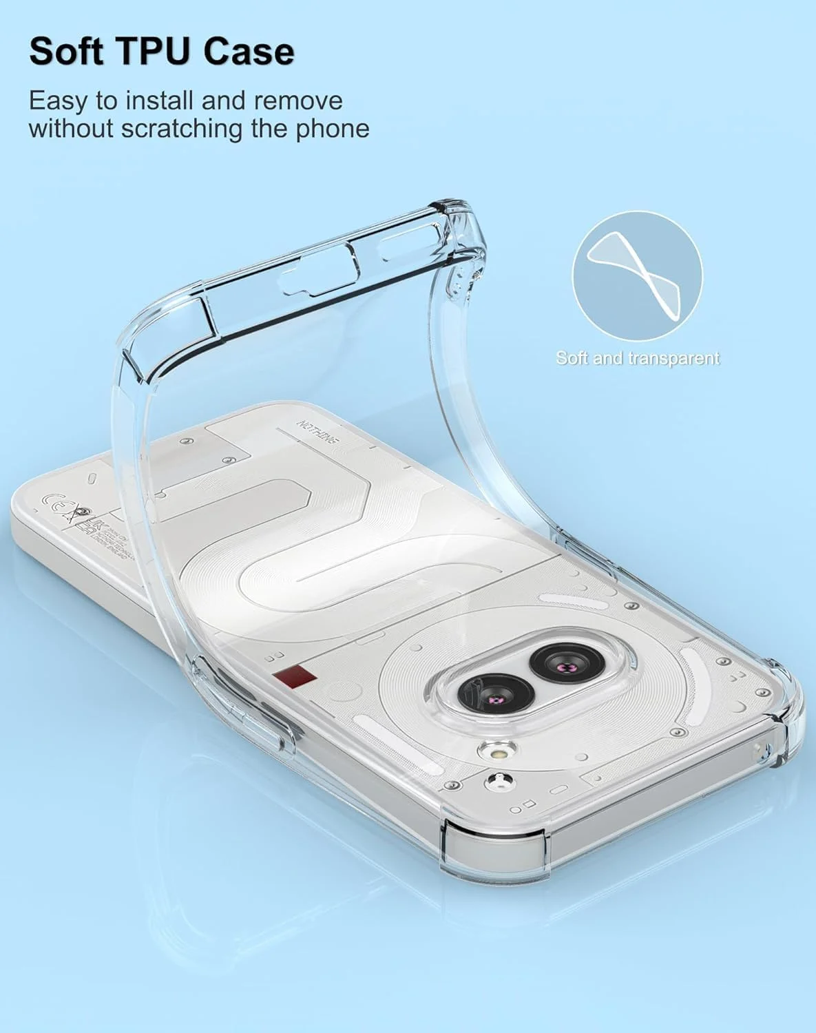 کاور سیلیکونی Muzz برای Nothing Phone 2a، کاور ضربه گیر ژله ای مایع با روکش داخلی میکروفیبر نرم، محافظ باریک و ضد ضربه برای Nothing Phone 2a 5G 2024 (کاور بامپر)