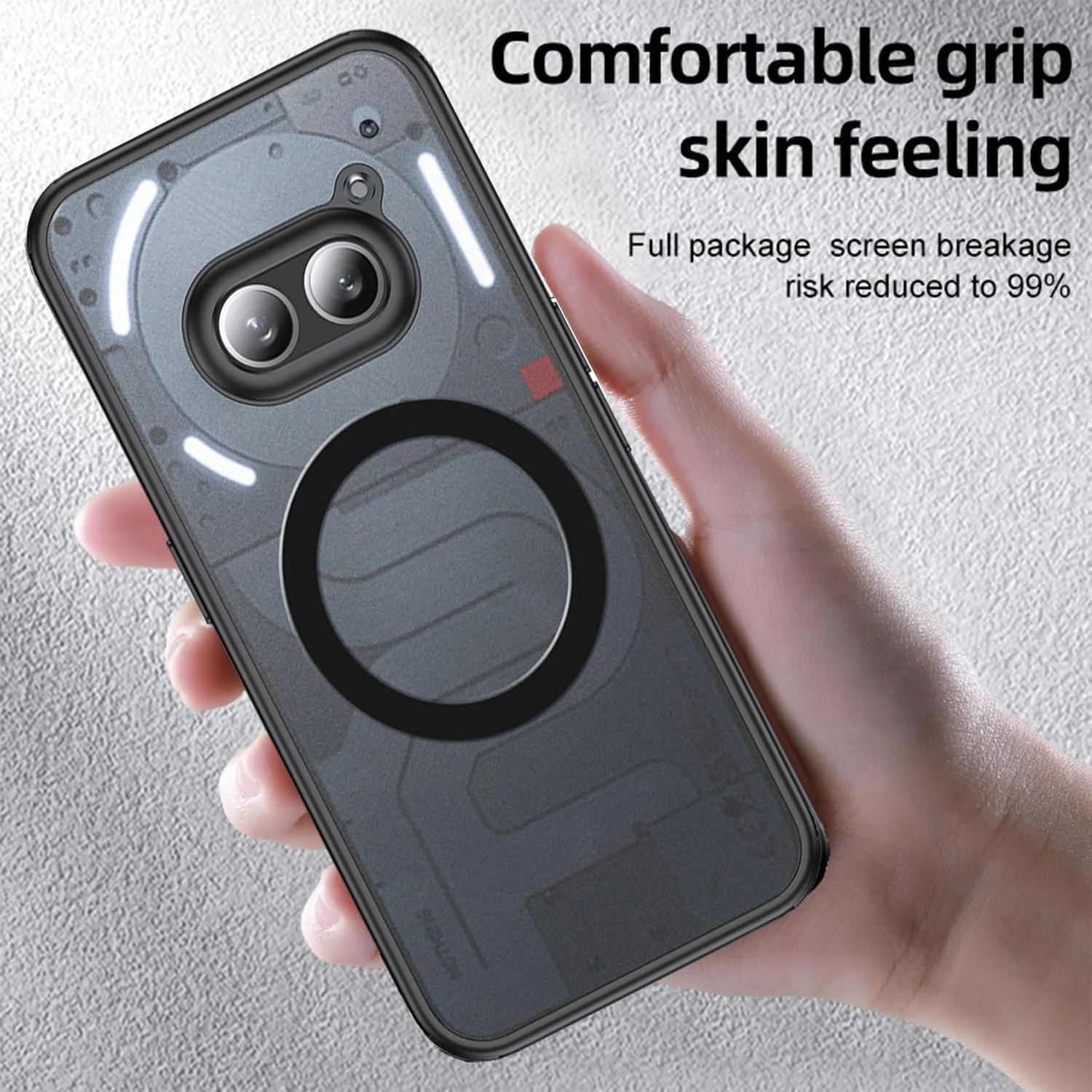 کاور آهنربایی آزونی مناسب برای ناتینگ فون 2A/فون 2A پلاس، کاور محافظ باریک و ضد ضربه با پشتیبانی از مگ‌سیف، پشت مات شفاف، ضد اثر انگشت