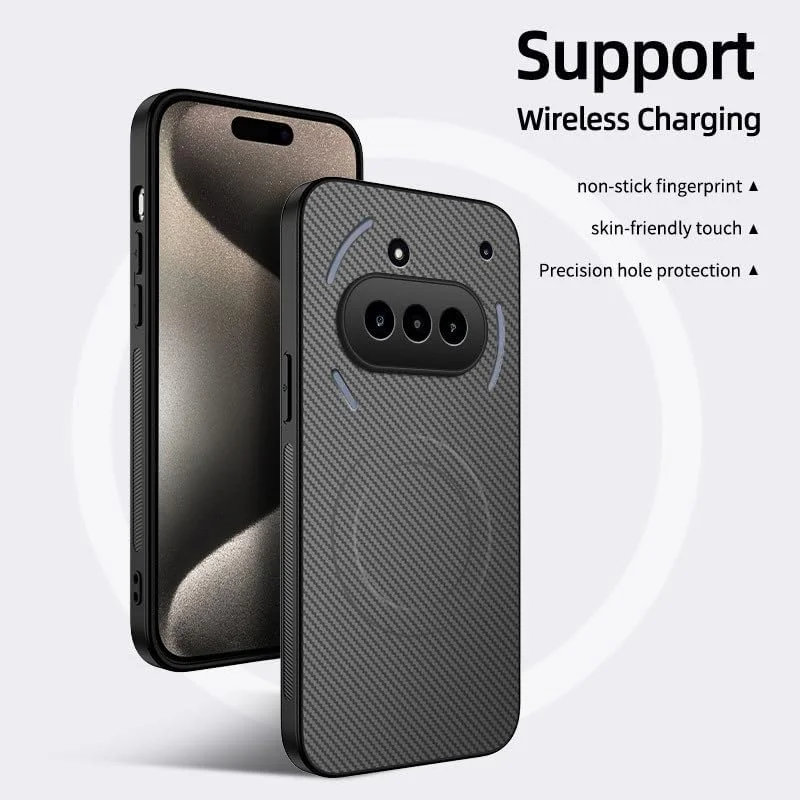 قاب محافظ مغناطیسی فیبر کربنی برای ناتینگ فون 3A - ضد ضربه و ضد خش با جذب مغناطیسی قوی، باریک و سبک (خاکستری)