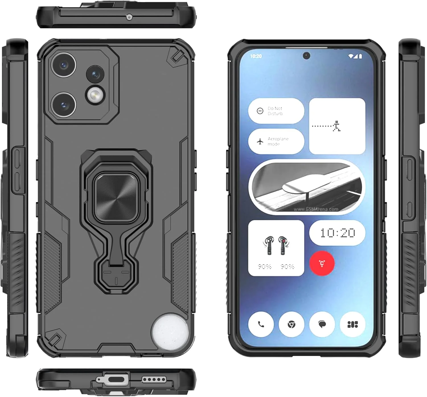 کاور محافظ گوشی ناتینگ CMF Phone 2 Pro 5G به همراه محافظ صفحه نمایش شیشه ای، کاور محافظتی دو لایه مقاوم در برابر ضربه با استاندارد نظامی به همراه حلقه مغناطیسی - مشکی