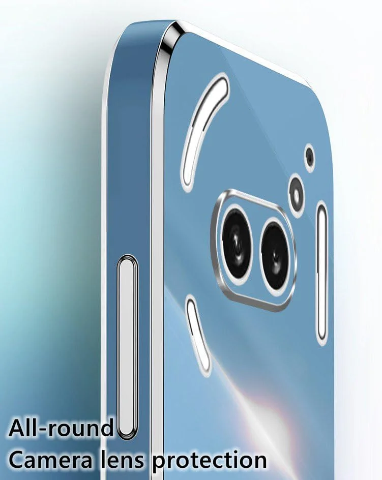 قاب محافظ گوشی ناتینگ فون 2a مدل 2024، دارای استند نامرئی، قاب های آبکاری شده شیک، قاب گوشی ناتینگ فون 2a مدل 2024 لوکس براق، طراحی لبه طلایی ضد ضربه نازک و نرم (مشکی)