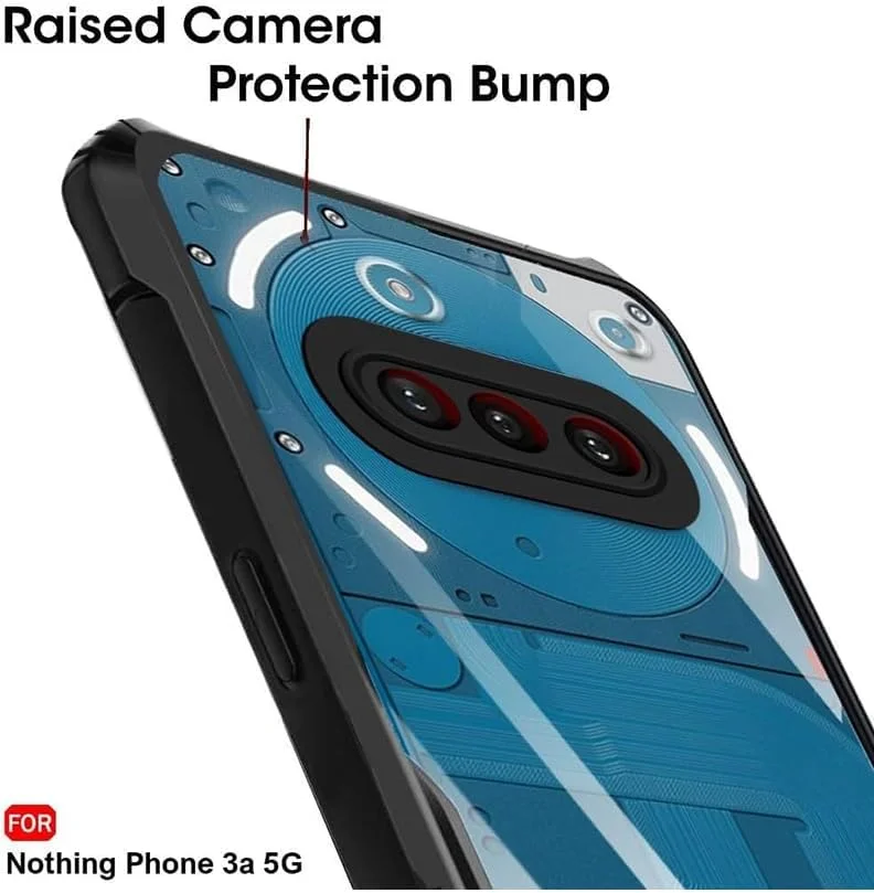 کاور محافظ پشت تاکتیکی شفاف برای ناتینگ فون 3a، با محافظت 360 درجه، کاور محافظ گوشی ضد ضربه، پشت PC سخت ضد خش (شفاف)