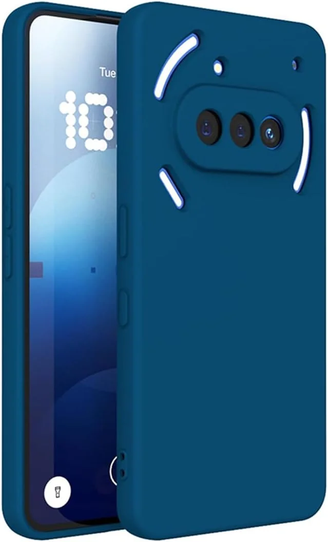 قاب سیلیکونی نرم و ممتاز گوشی ناتینگ فون 3a سایز 6.77 اینچ، [دارای پوشش داخلی میکروفیبر ضد خش]، ضد ضربه، محافظ باریک گوشی برای 3a 2025، آبی