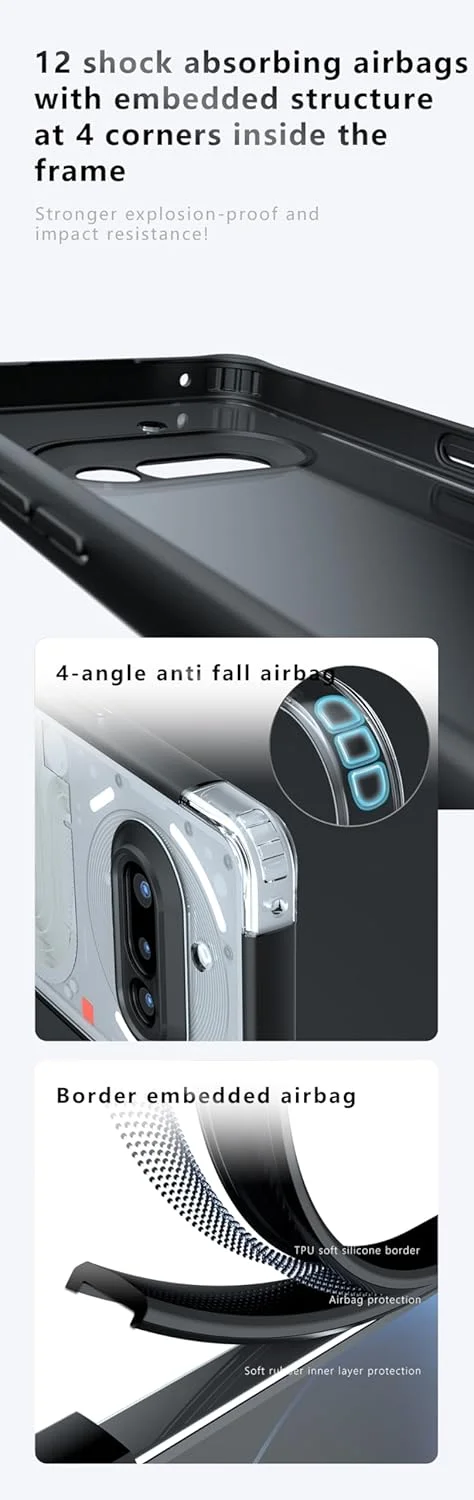 کاور شفاف برای ناتینگ فون 3a: پشت سخت PC و بامپر نرم TPU هیبریدی، کاور باریک و شفاف کریستالی. ضد ضربه، ضد زردی، محافظت با گریپ ضد لغزش