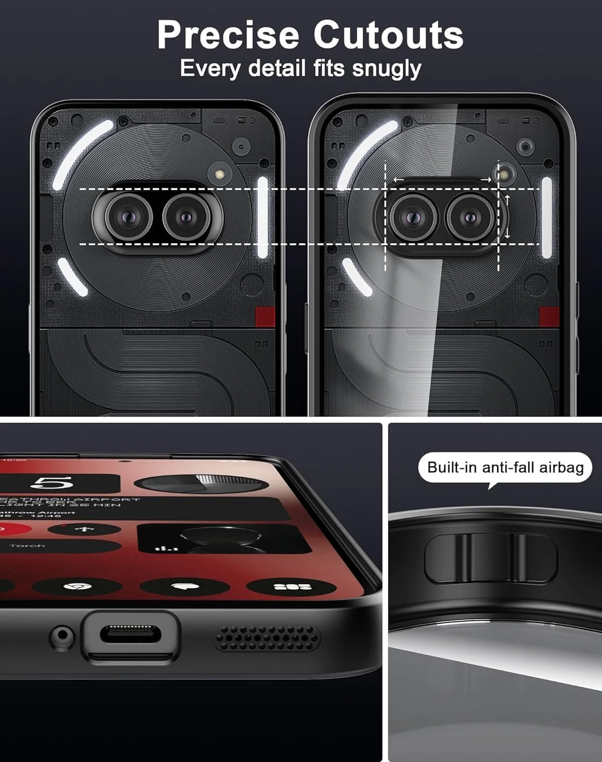 کاور شفاف برای گوشی ناتینگ فون 2a مدل 2024، پشت سخت PC شفاف و بامپر نرم TPU، ضد ضربه، محافظ باریک و نازک برای ناتینگ فون (2a) 2024