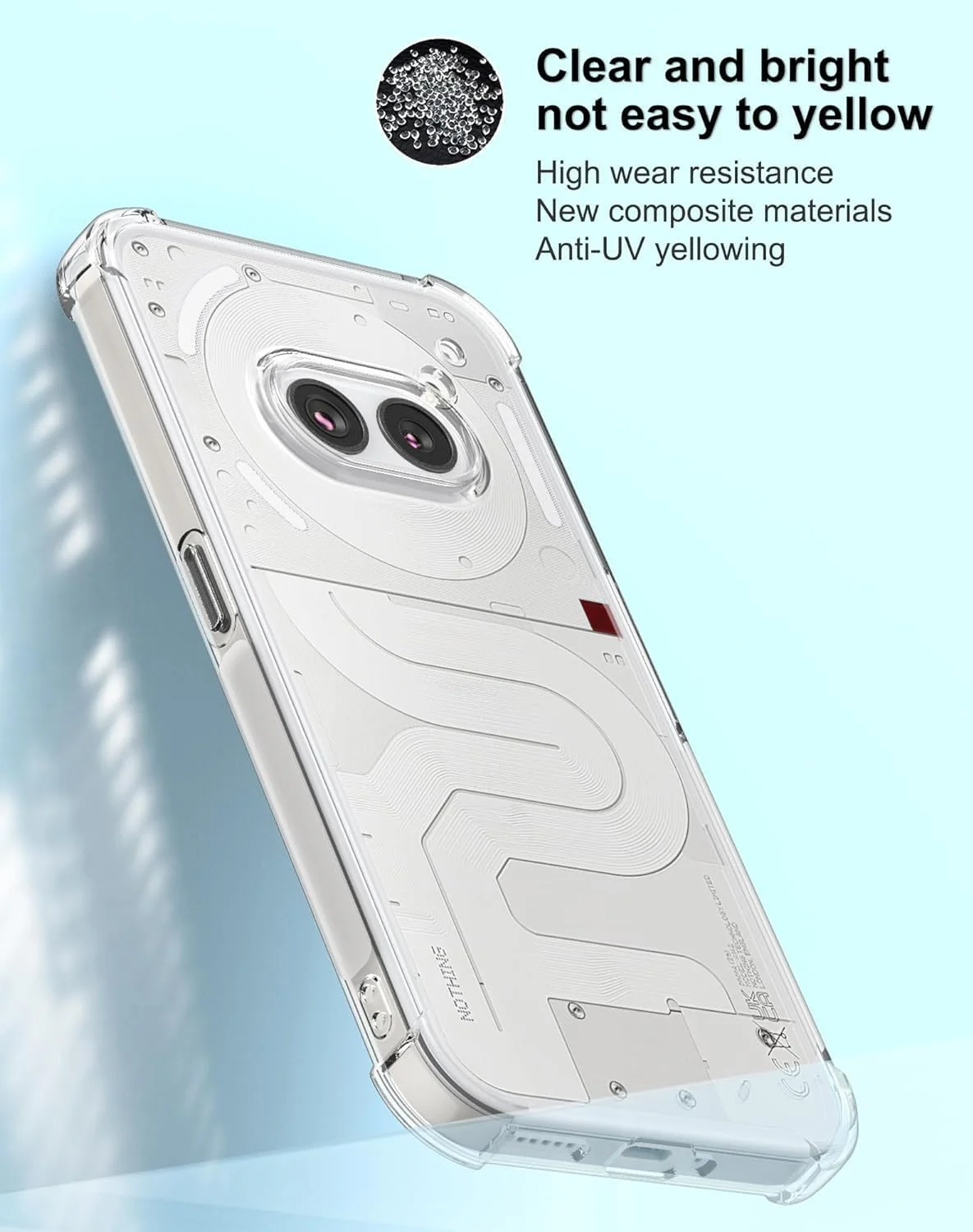 کاور شفاف گوشی ناتینگ فون 2a، کاور محافظ TPU سیلیکونی نرم و مقاوم در برابر خراش با گوشه های تقویت شده و محافظ دوربین برای ناتینگ فون 2a (شفاف)