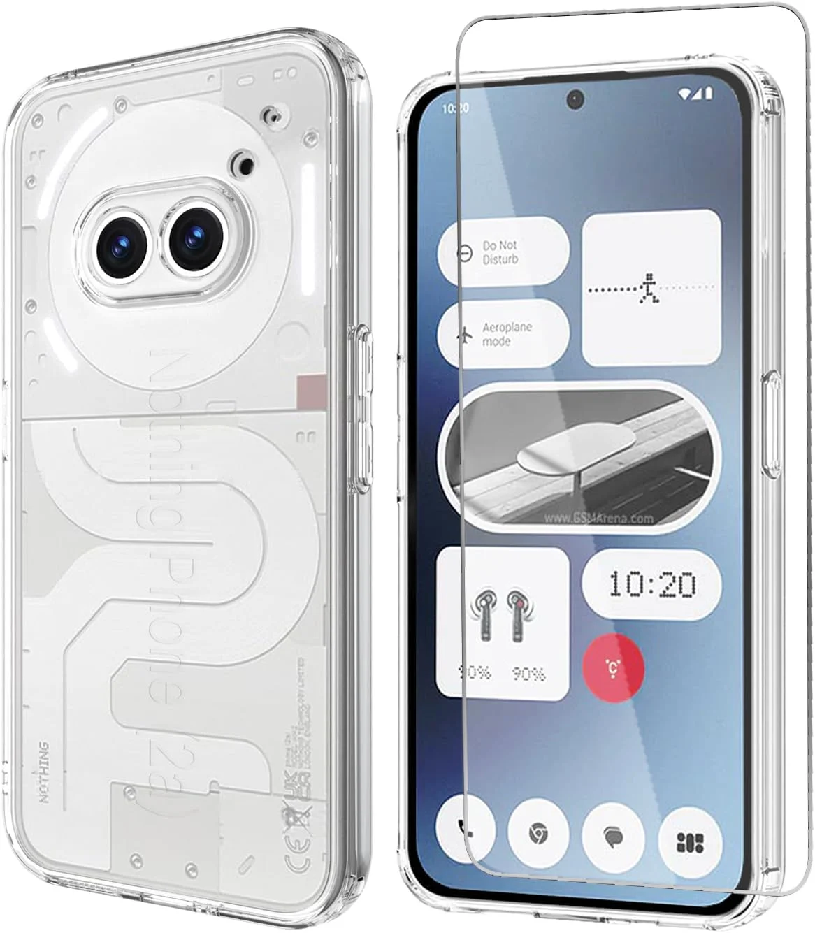 قاب محافظ گوشی ناتینگ فون 2A: کاور پشتی ناتینگ 2A مدل Ultra Hybrid به همراه محافظ صفحه نمایش شیشه ای [دارای ایربگ داخلی] [ضد زردی] [مقاوم در برابر سقوط در سطح نظامی] - کریستالی شفاف Tj