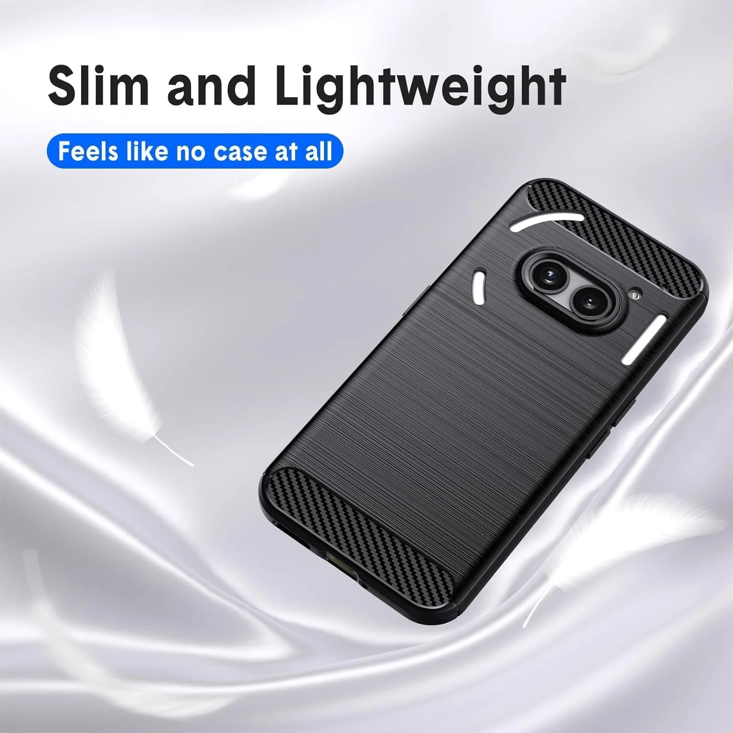 قاب محافظ گوشی ناتینگ فون 2a، جنس TPU منعطف با بافت برس خورده، محافظت ضد ضربه، به همراه محافظ صفحه نمایش شیشه ای حرارت دیده، مخصوص ناتینگ فون 2a، مشکی (مشکی)