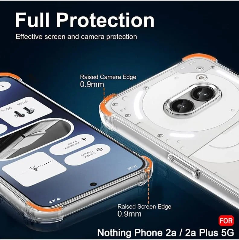 کاور شفاف گوشی ناتینگ فون 2A / ناتینگ فون 2A پلاس، کاور موبایل TPU با قابلیت جذب شوک و گوشه‌های تقویت‌شده، کاور محافظ نرم، انعطاف‌پذیر و شفاف