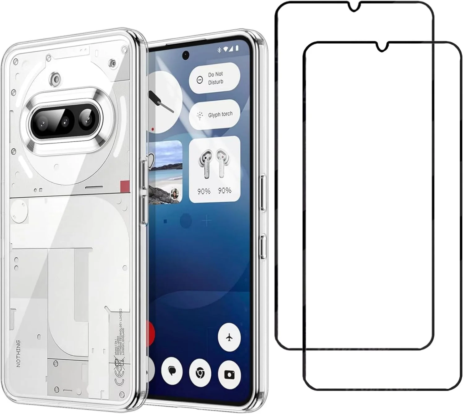 کیف گوشی [1+2 عددی] سازگار با گوشی ناتینگ (3a) به همراه محافظ صفحه نمایش، کاور شفاف، فیلم محافظ TPU ضد ضربه و ضد خش (شفاف)