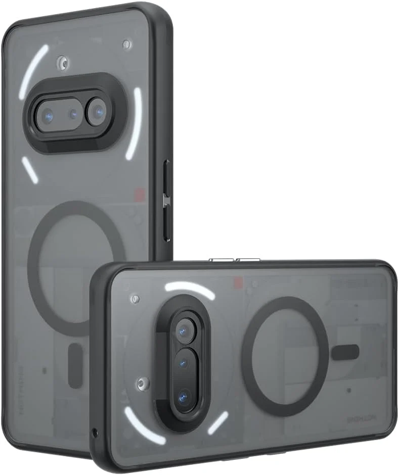 قاب محافظ مغناطیسی BoerHang مناسب برای Nothing Phone 3a، [ضد اثر انگشت و ضد خش]، قاب محافظ نیمه شفاف مات مناسب برای Nothing Phone 3a مشکی