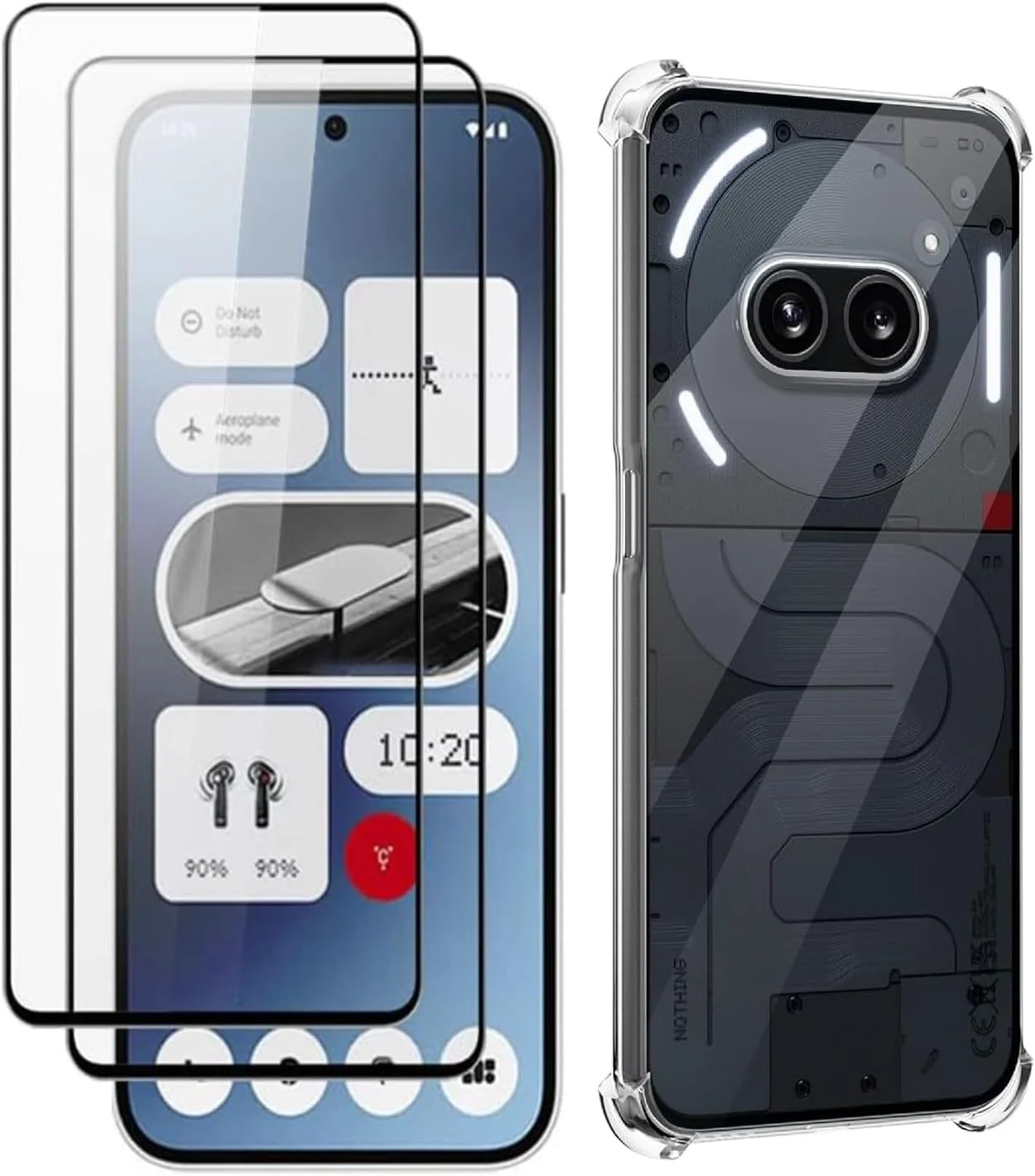 کاور سیلیکونی TPU نرم و محافظ صفحه نمایش شیشه ای حرارت دیده [2 عددی] برای Nothing Phone 2A 5G، محافظت، ضد ضربه، کریستالی شفاف