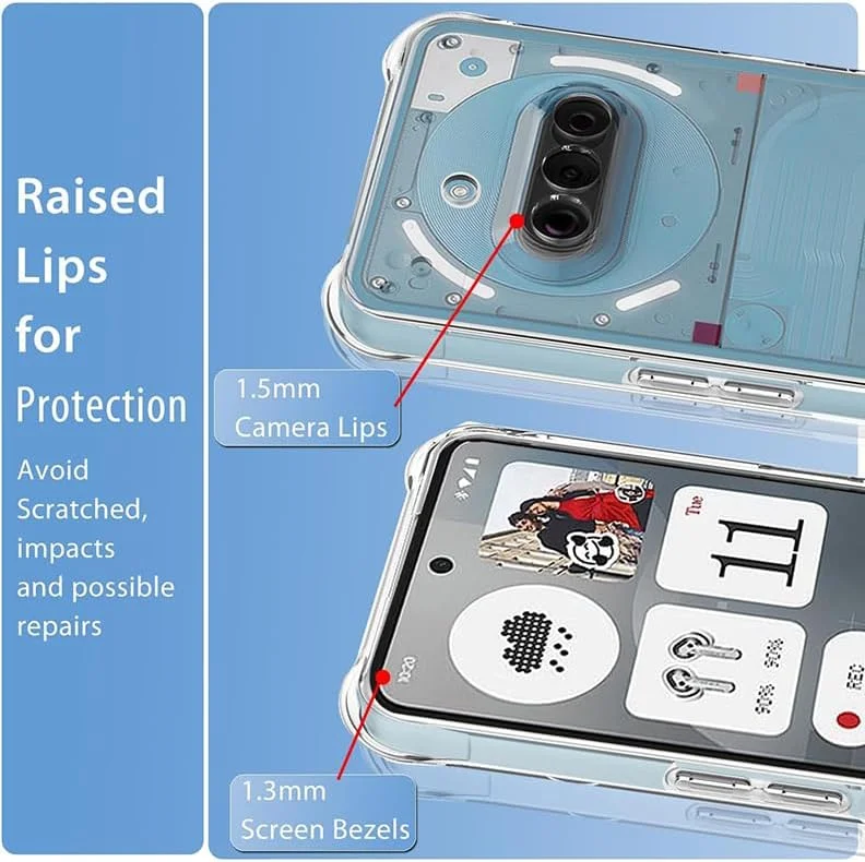 کاور شفاف گوشی ناتینگ فون 3a مدل 2025، کاور موبایل TPU با قابلیت جذب شوک و گوشه‌های تقویت‌شده، نرم، منعطف و محافظ بامپر شفاف