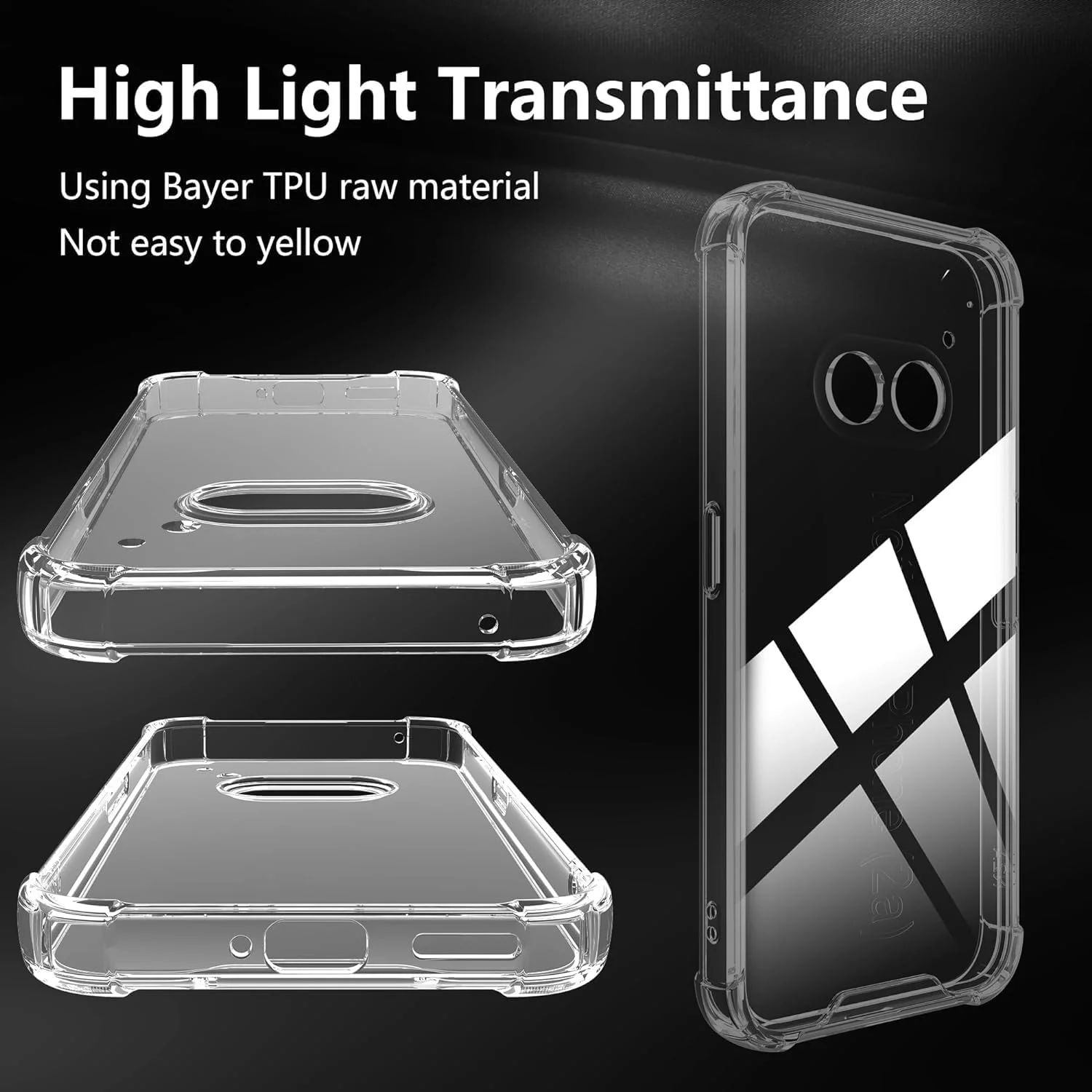 کاور سیلیکونی TPU نرم و محافظ صفحه نمایش شیشه ای حرارت دیده [2 عددی] برای Nothing Phone 2A 5G، محافظت، ضد ضربه، کریستالی شفاف