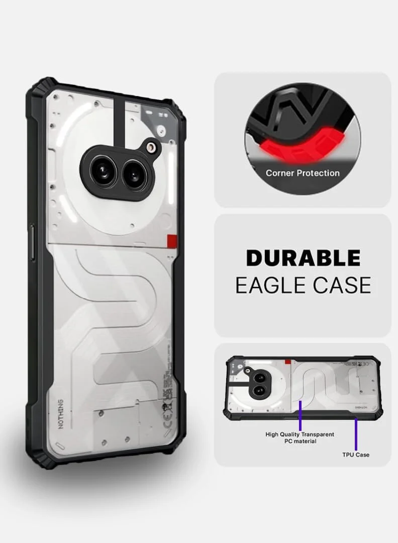 کاور محافظ شفاف برای ناتینگ 2a/ 2a Plus با محافظت 360 درجه، کاور محافظ گوشی ضد ضربه، پشت PC سخت ضد خش (شفاف)