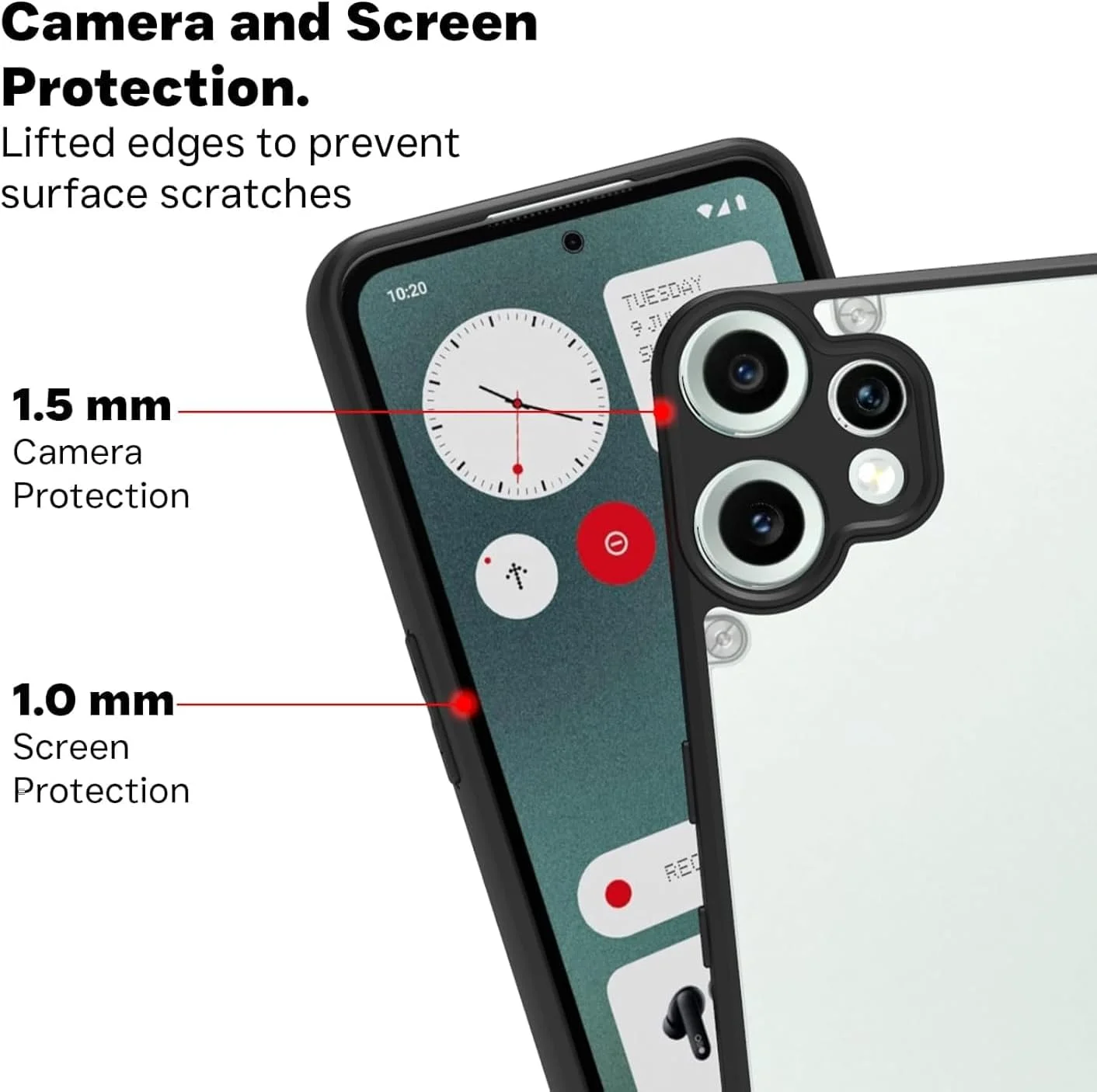 قاب محافظ گوشی ناتینگ CMF Phone 2 Pro، کاور محافظ سبک وزن ترکیبی از PC سخت و TPU نرم، ضد ضربه [طراحی پشت شفاف] سازگار با CMF Nothing Phone 2 Pro