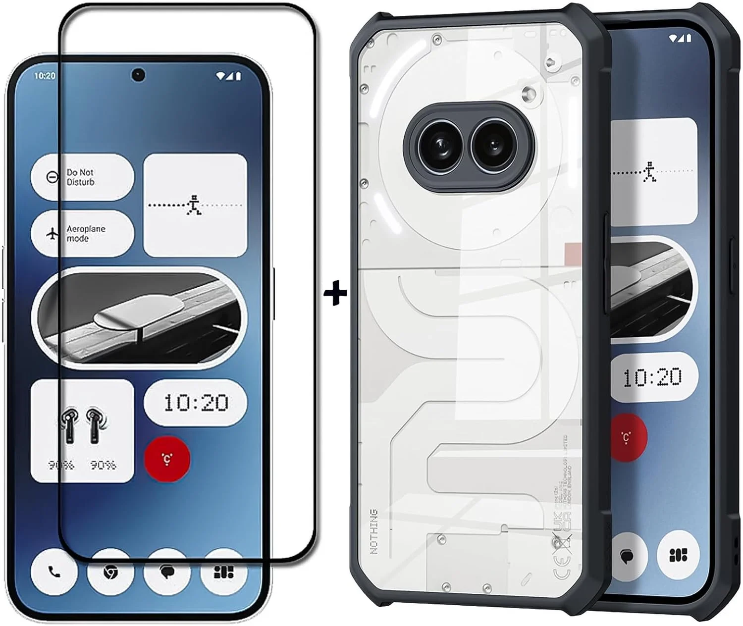 قاب و محافظ صفحه نمایش گوشی ناتینگ فون 2a / 2a Plus، کاور پشتی ضربه گیر TPU، محافظ باریک ضد زردی