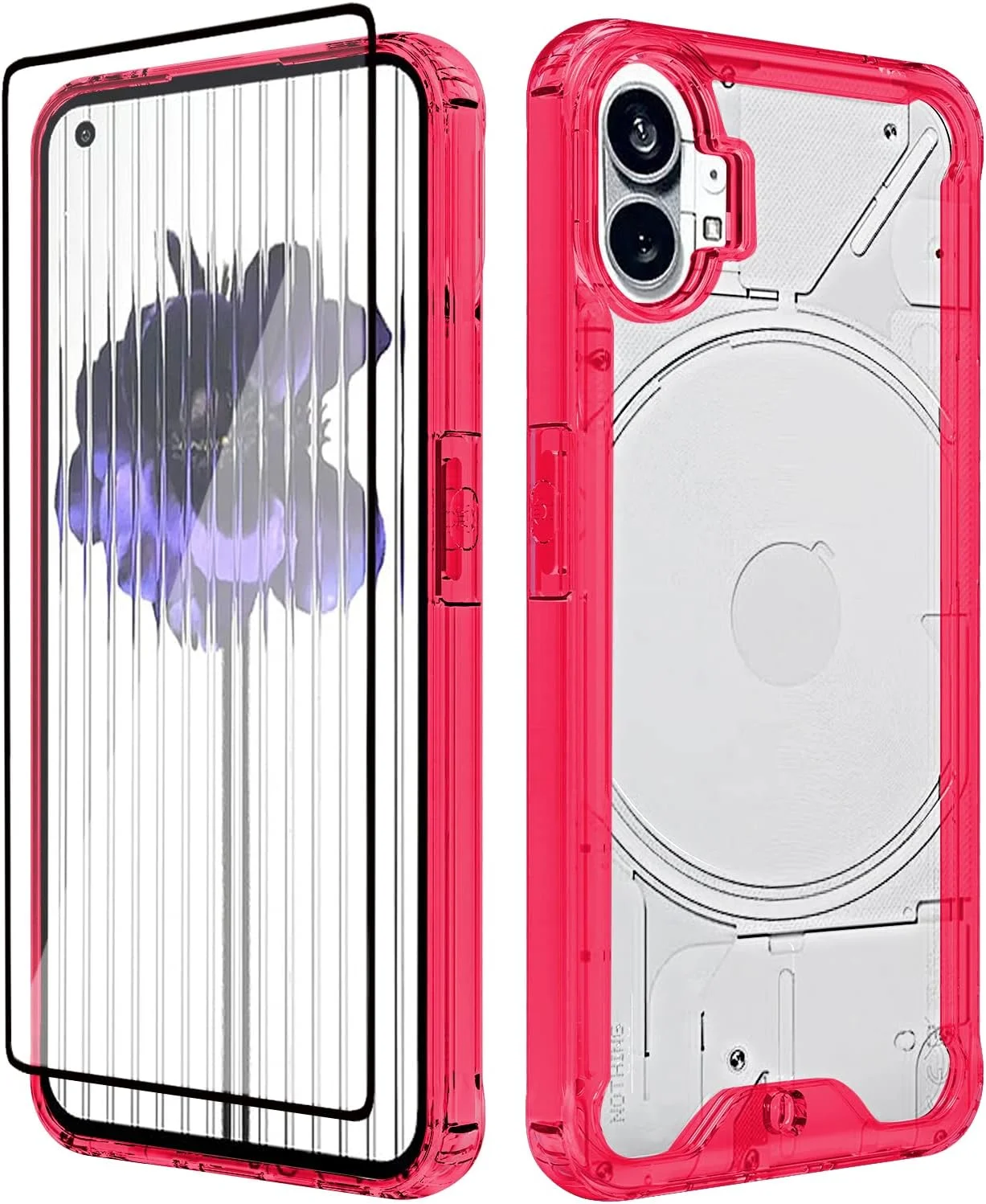 قاب پشتی گوشی ناتینگ فون 1 مدل Ultra Hybrid به همراه محافظ صفحه نمایش - قرمز کریستالی Yk
