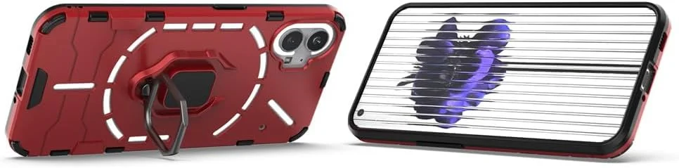 قاب محافظ گوشی ناتینگ فون 1 مدل MaiJin، با حلقه فلزی و استند، دولایه و مقاوم (قرمز)