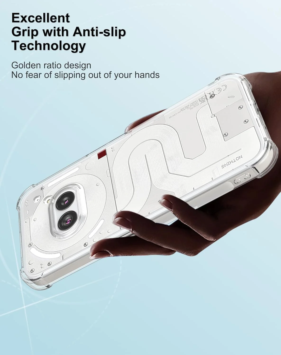 کاور شفاف Zubitech با محافظ گوشه تقویت شده، باریک و مقاوم در برابر ضربه TPU انعطاف پذیر برای Nothing Phone 2a