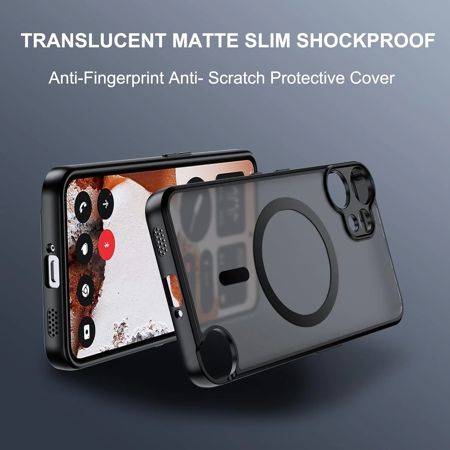 قاب محافظ گوشی سازگار با Nothing CMF Phone 2 Pro، سازگار با قاب مغناطیسی، قاب گوشی ضد ضربه مغناطیسی داخلی مشکی نیمه شفاف