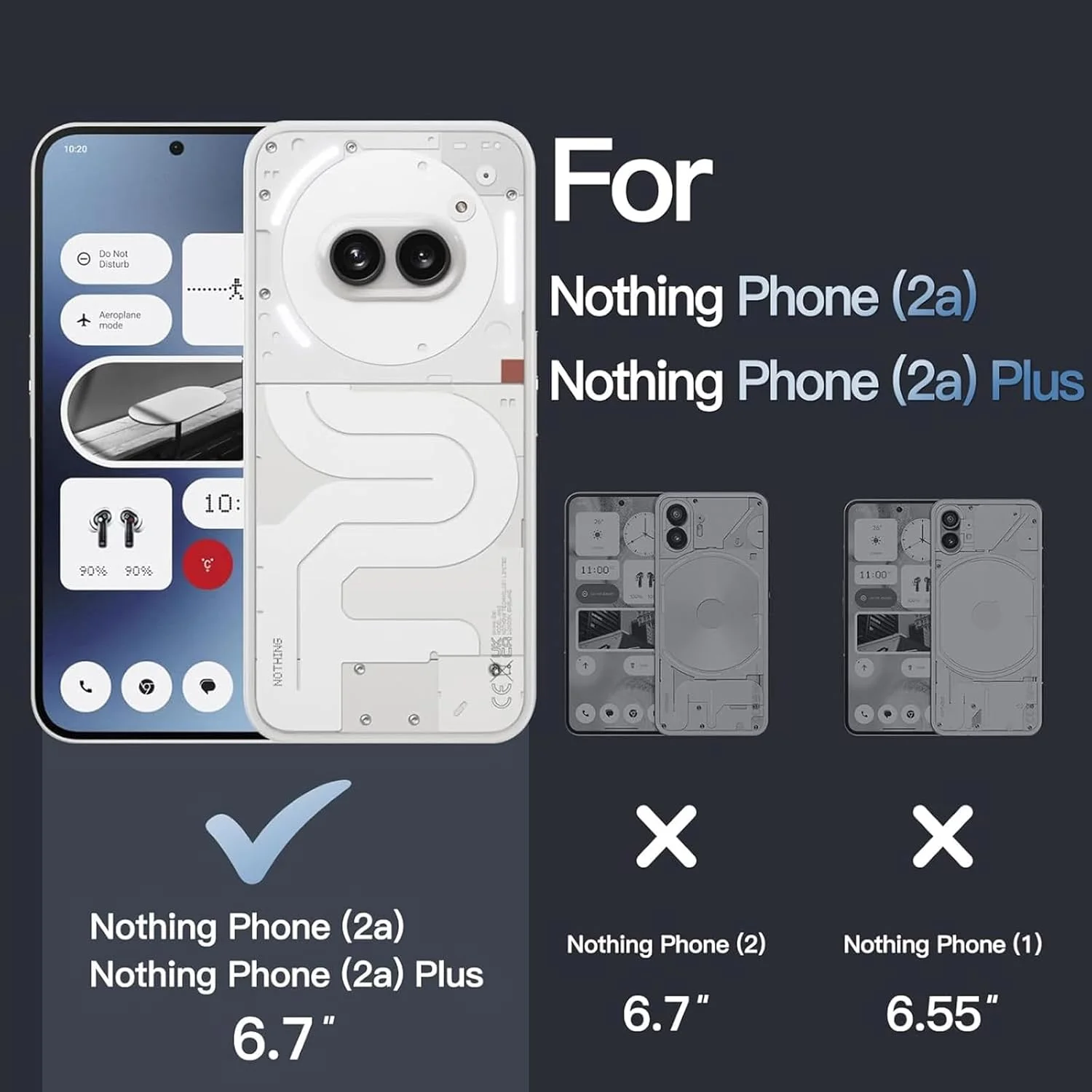 قاب و محافظ صفحه نمایش گوشی ناتینگ فون 2a / 2a Plus، کاور پشتی ضربه گیر TPU، محافظ باریک ضد زردی