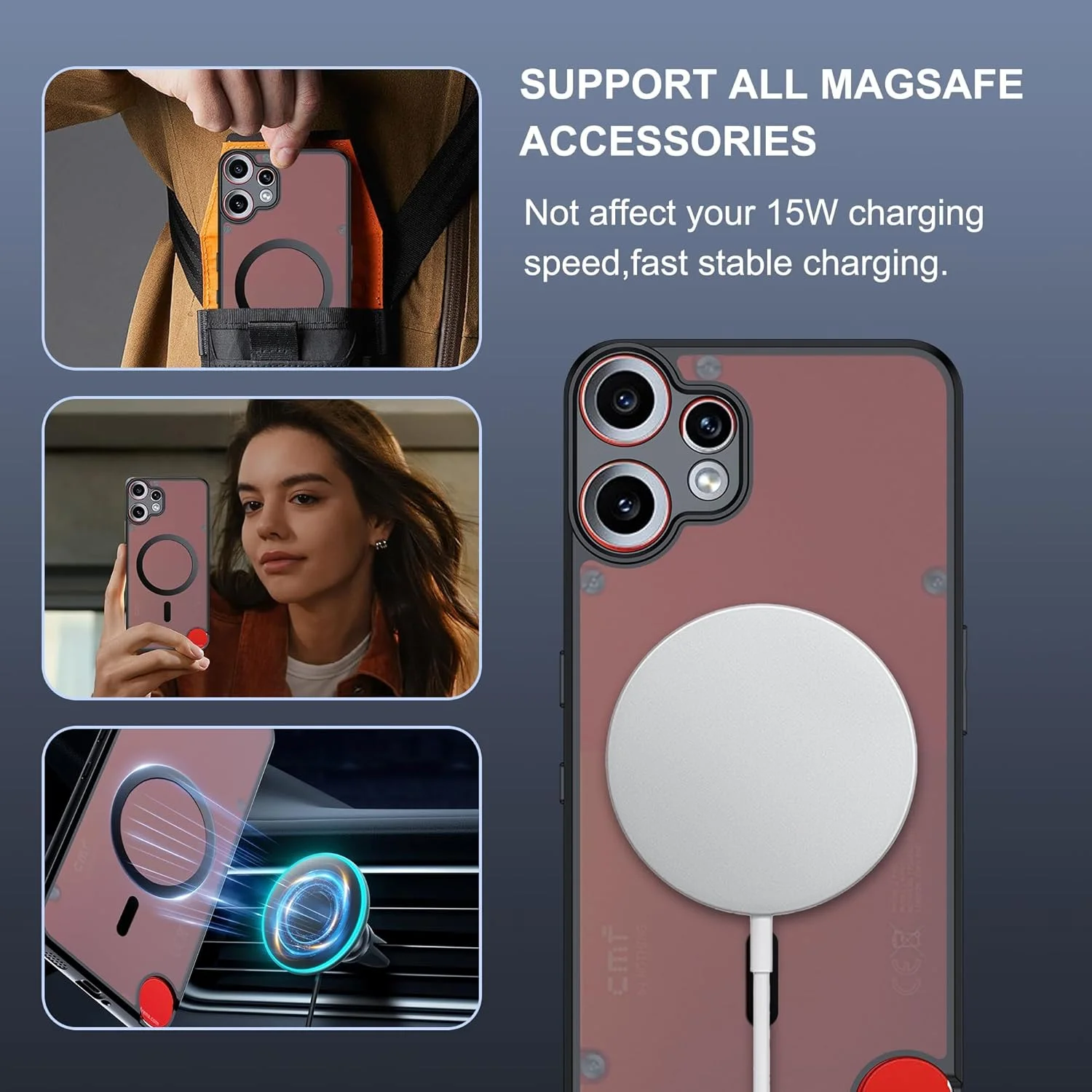 قاب محافظ گوشی سازگار با Nothing CMF Phone 2 Pro، سازگار با قاب مغناطیسی، قاب گوشی ضد ضربه مغناطیسی داخلی مشکی نیمه شفاف