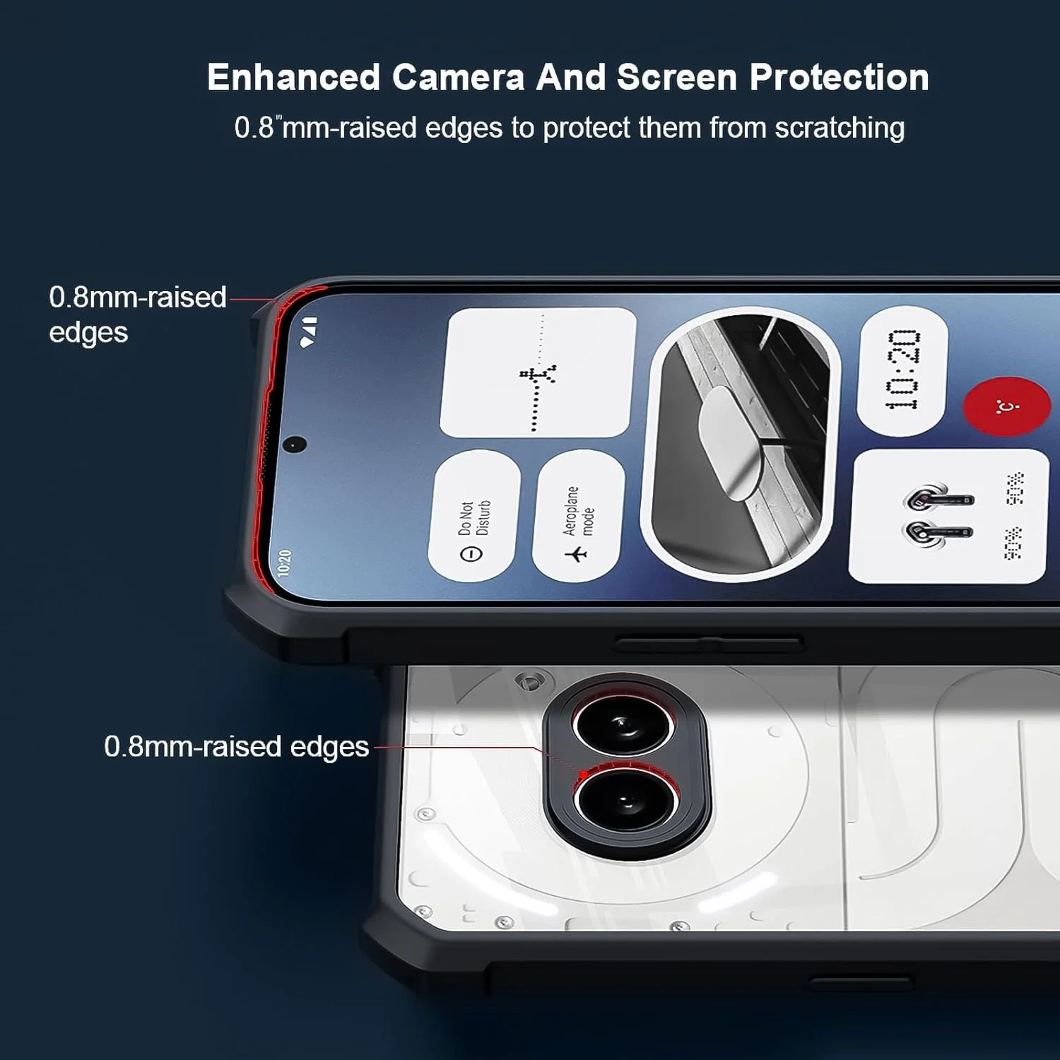 قاب و محافظ صفحه نمایش گوشی ناتینگ فون 2a / 2a Plus، کاور پشتی ضربه گیر TPU، محافظ باریک ضد زردی