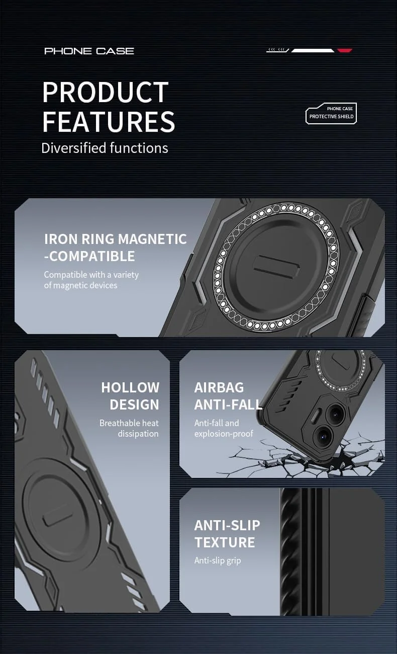 کاور محافظ ضد ضربه نظامی YUXING برای Nothing Phone 3A Pro - زره مغناطیسی محافظ با ایربگ، دولایه TPU+PC، طرح ضد لغزش - قرمز کاور محافظ ضد ضربه نظامی YUXING برای Nothing Phone 3A Pro - زره مغناطیسی محافظ با ایربگ، دولایه TPU+PC، طرح ضد لغزش - قرمز