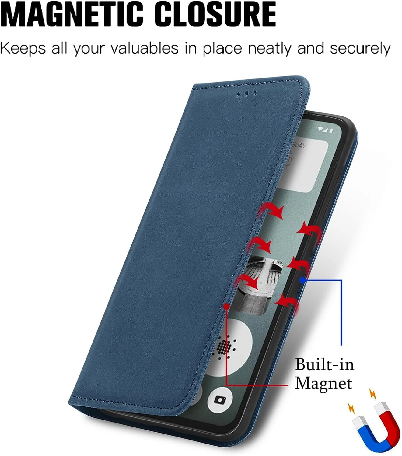 کیف چرمی محافظ گوشی ناتینگ CMF Phone 1، کیف پول تاشو با جای کارت، بست مغناطیسی، ضد ضربه، پایه دار، آبی-سبز