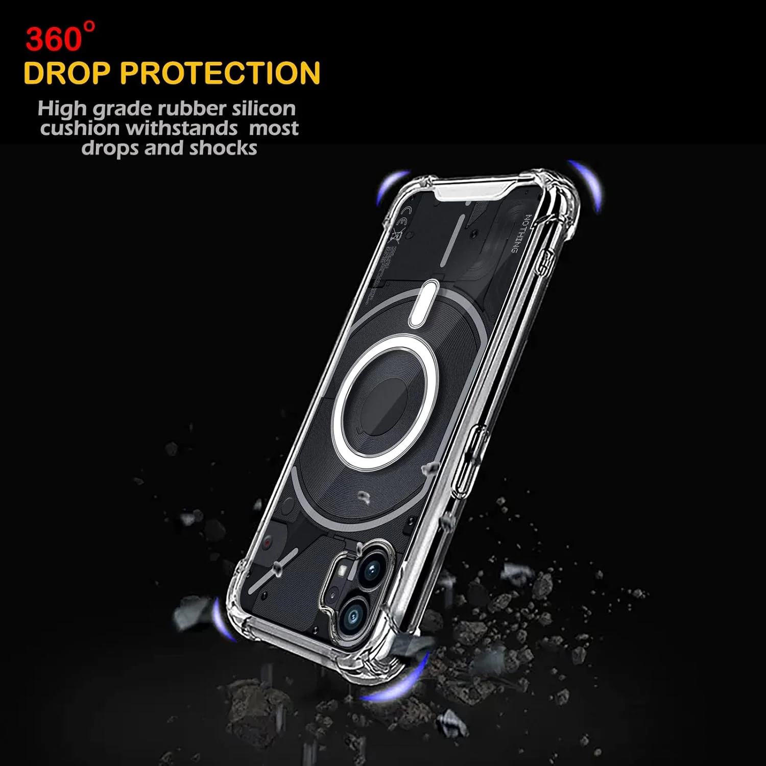 کاور پشتی ترموپلاستیک پلی یورتان پلاس با قابلیت پشتیبانی از شارژ بی‌سیم برای ناتینگ فون 1; سازگار با شارژ بی‌سیم; مقاوم در برابر خراش، شفاف