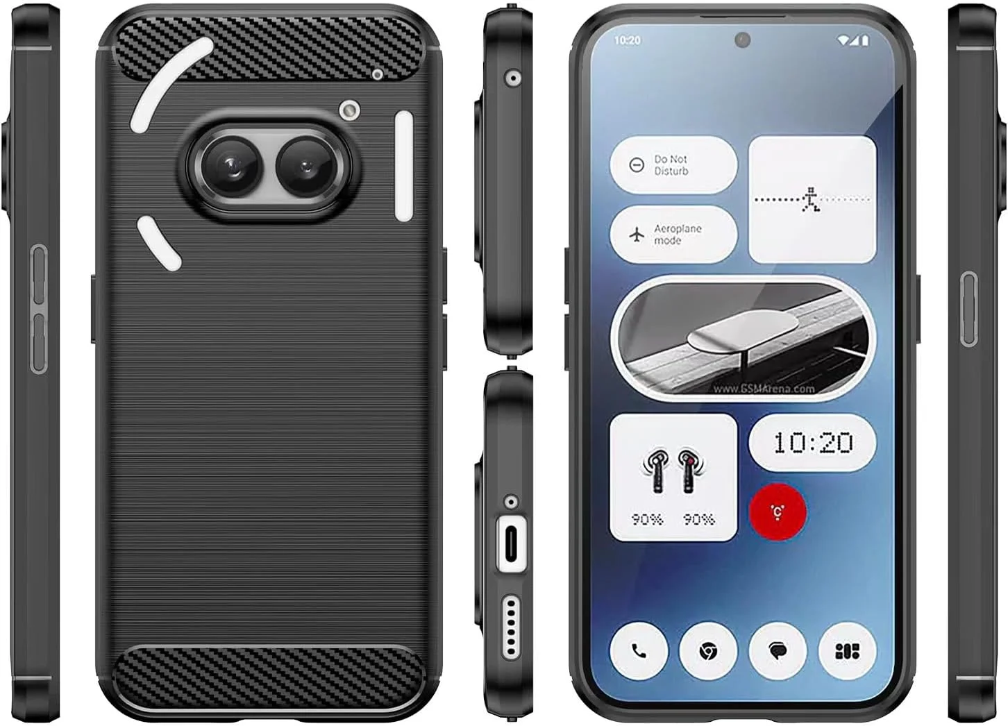 کاور محافظ گوشی ناتینگ فون 2a، کاور ناتینگ فون 2a+ پلاس، کاور A142، کاور محافظ باریک و سبک از جنس فیبر کربن و رابر TPU، ضد خش و ضد ضربه برای گوشی ناتینگ فون (2a) - مشکی