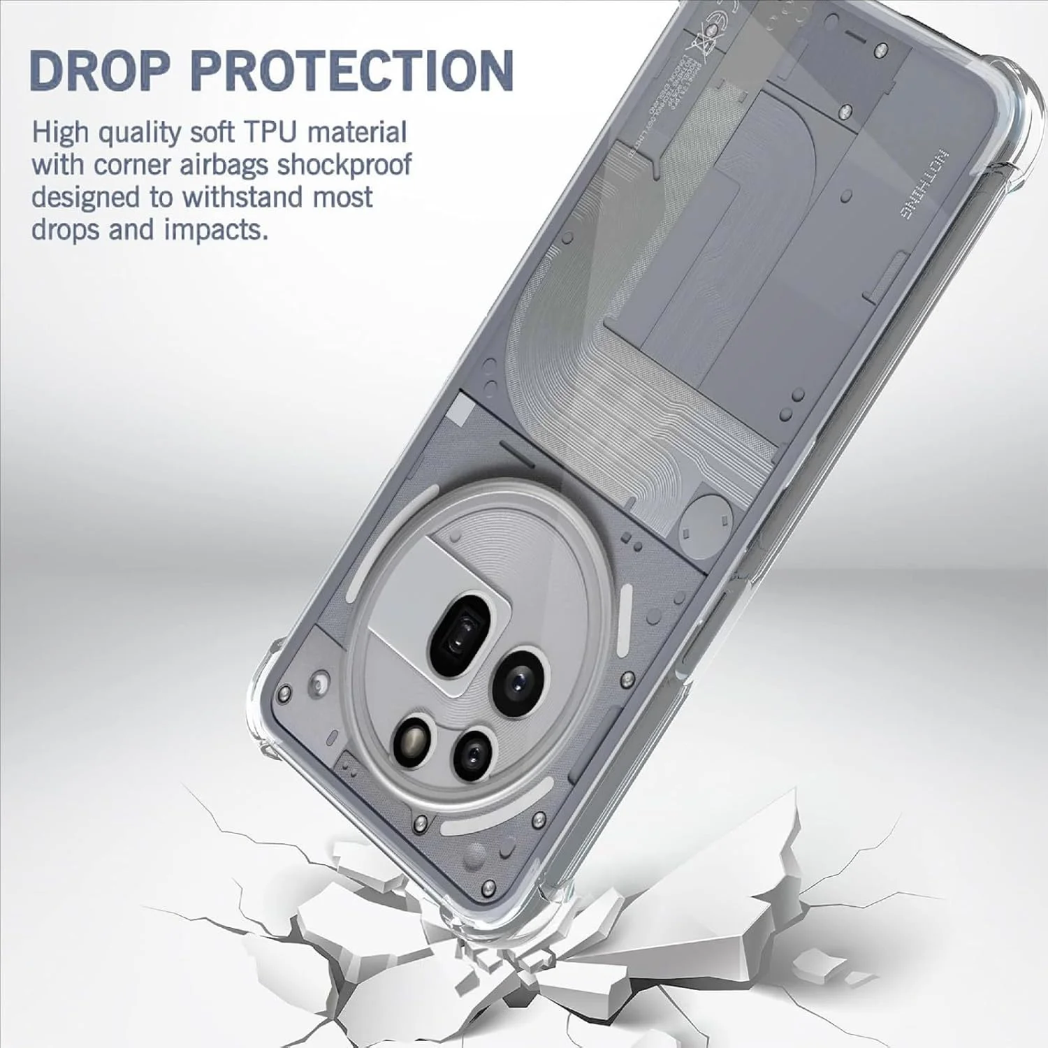 کاور شفاف سازگار با ناتینگ فون (3a) پرو، کاور TPU بسیار نازک، محافظت با بالشتک هوا، کاور ضد ضربه - شفاف