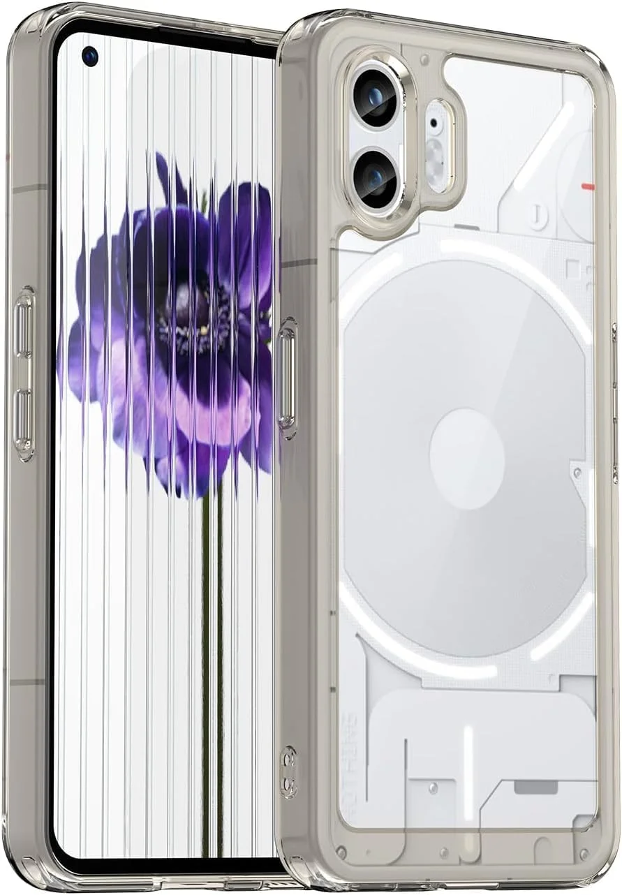 کاور شفاف Zubitech برای Nothing Phone 2، با فریم سیلیکونی TPU نرم و پشت آکریلیک سخت و شفاف [ضد زردی] کاور ضد ضربه برای Nothing Phone 2 (خاکستری)
