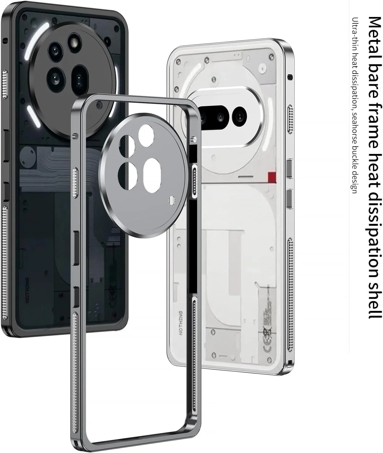 قاب محافظ گوشی ناتینگ فون 3A Pro مدل 2025 به همراه محافظ لنز، فریم PC مقاوم، فوق العاده نازک، سبک و ضد ضربه (خاکستری)