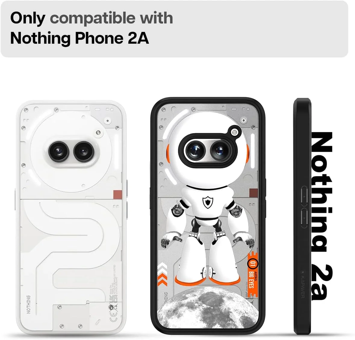 قاب پشتی پلی کربنات Kapaver Astro Big Eyes مناسب برای Nothing Phone 2A 5G (مشکی فضایی)