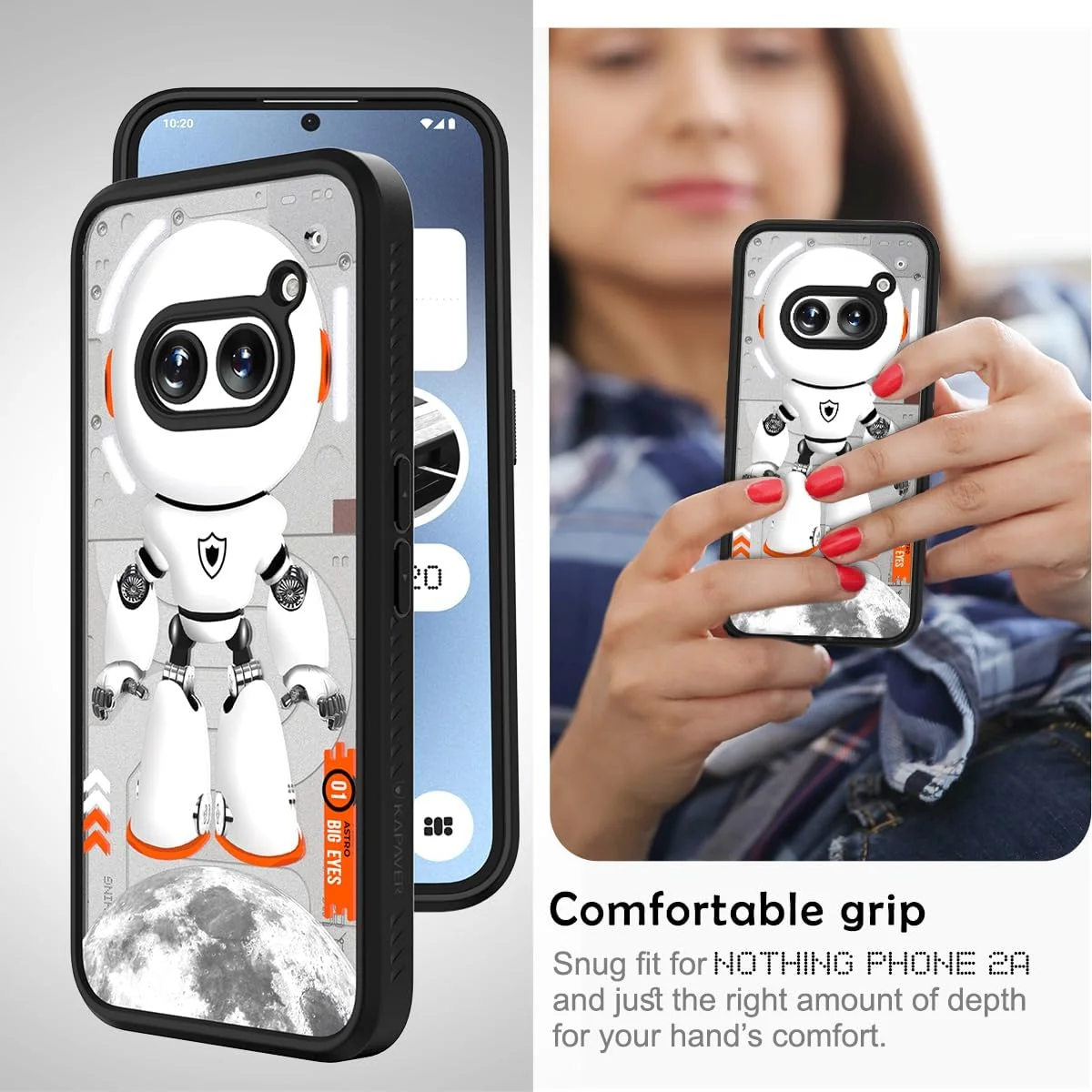 قاب پشتی پلی کربنات Kapaver Astro Big Eyes مناسب برای Nothing Phone 2A 5G (مشکی فضایی)