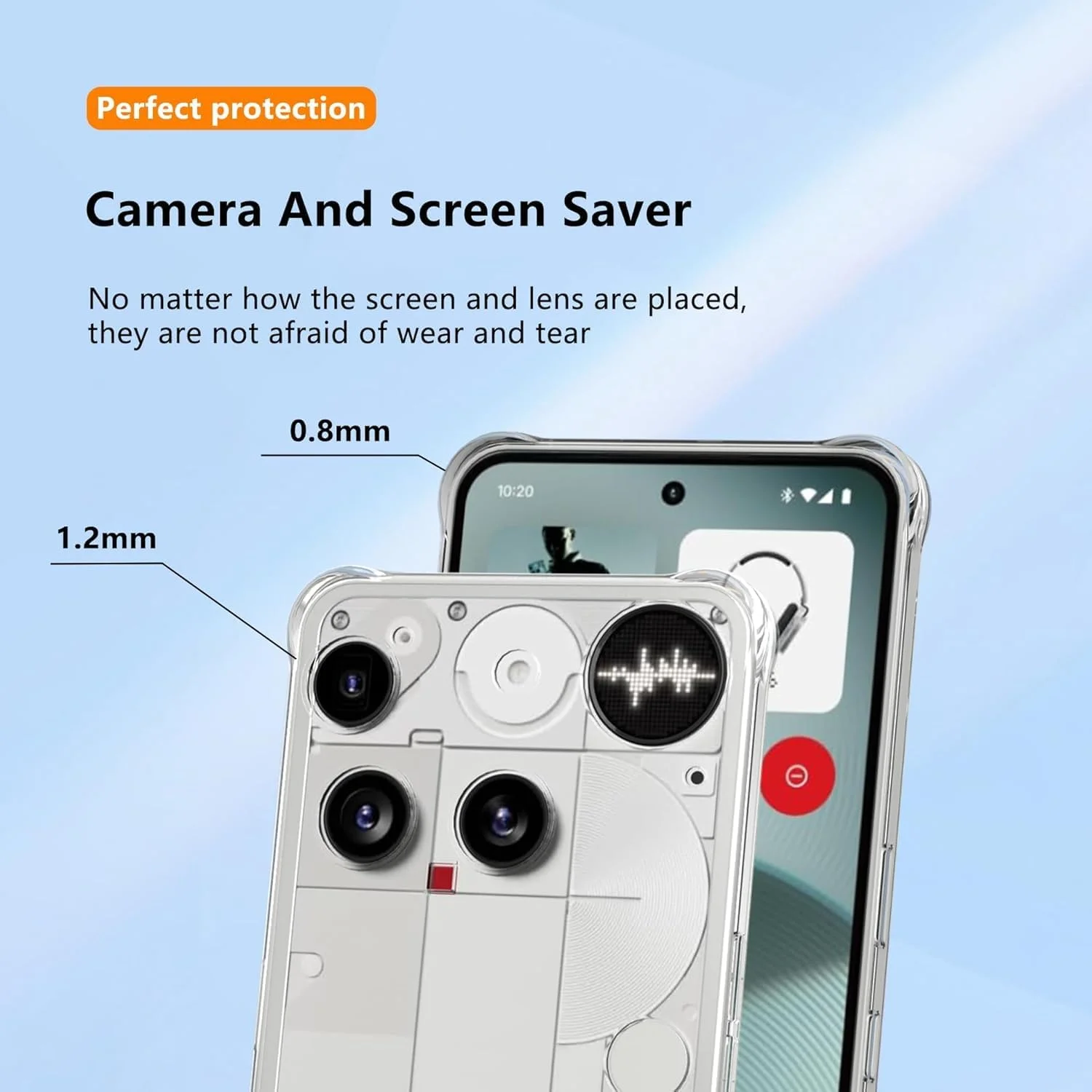 کاور محافظ شفاف گوشی ناتینگ فون 3 با محافظت از دوربین، ضربه گیر تقویت شده در گوشه ها، کاور سیلیکونی TPU نرم و نازک، ضد ضربه برای گوشی ناتینگ فون 3 (شفاف)