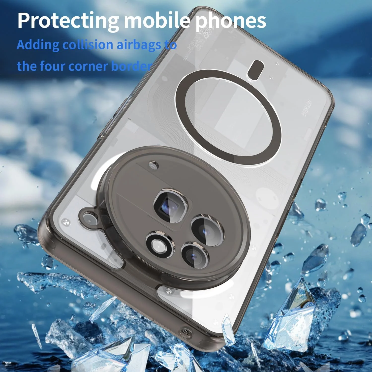 کاور محافظ گوشی ناتینگ فون (3a) پرو SEAHAI با آهنربای MagSafe، فوق العاده نازک، PC سخت شفاف، بامپر TPU سیلیکونی نرم، ضد ضربه و ضد خش، مشکی