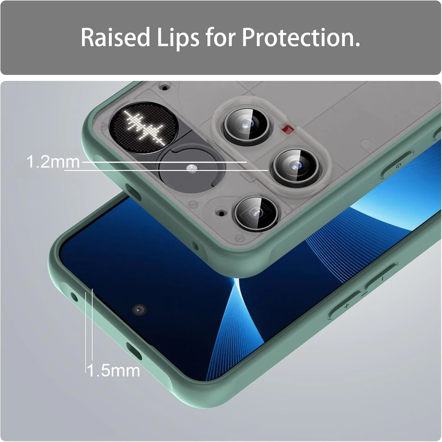 کاور محافظ باریک و مات ESHUYI برای تلفن (3)، محافظت در برابر سقوط با استاندارد نظامی، پشت PC نیمه شفاف مات و لبه ضربه گیر TPU نرم، سبز