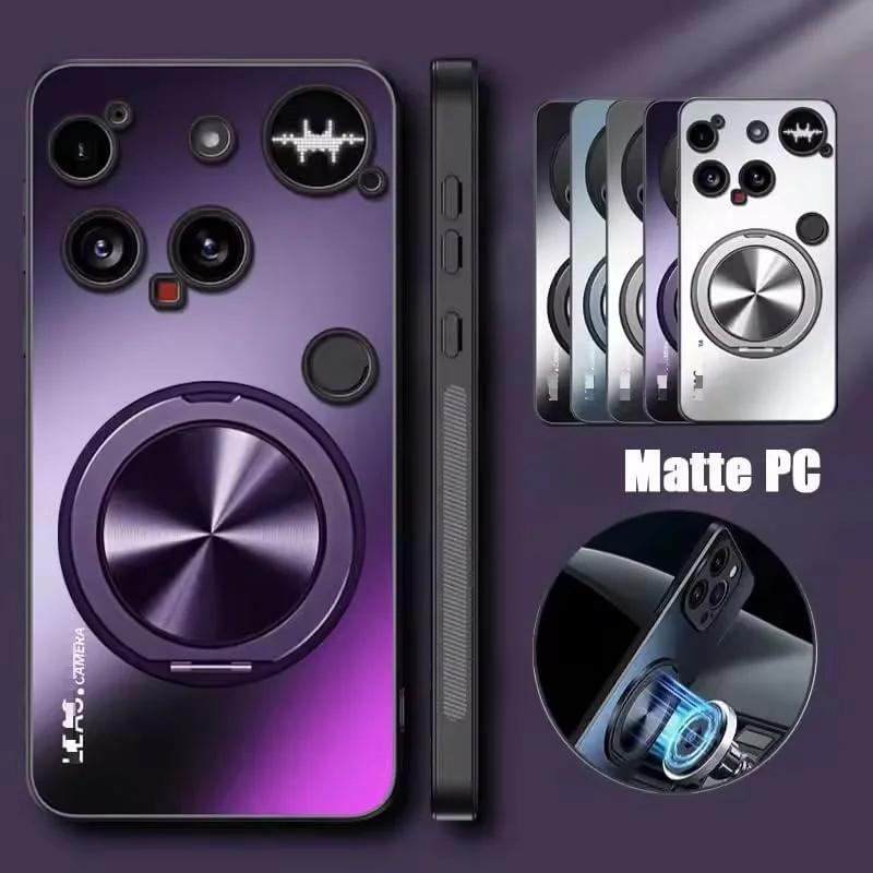 کاور محافظ سخت مات Gruattreay سازگار با ناتینگ فون 3 5G به همراه استند انگشتی و پشتی مغناطیسی (آبی)